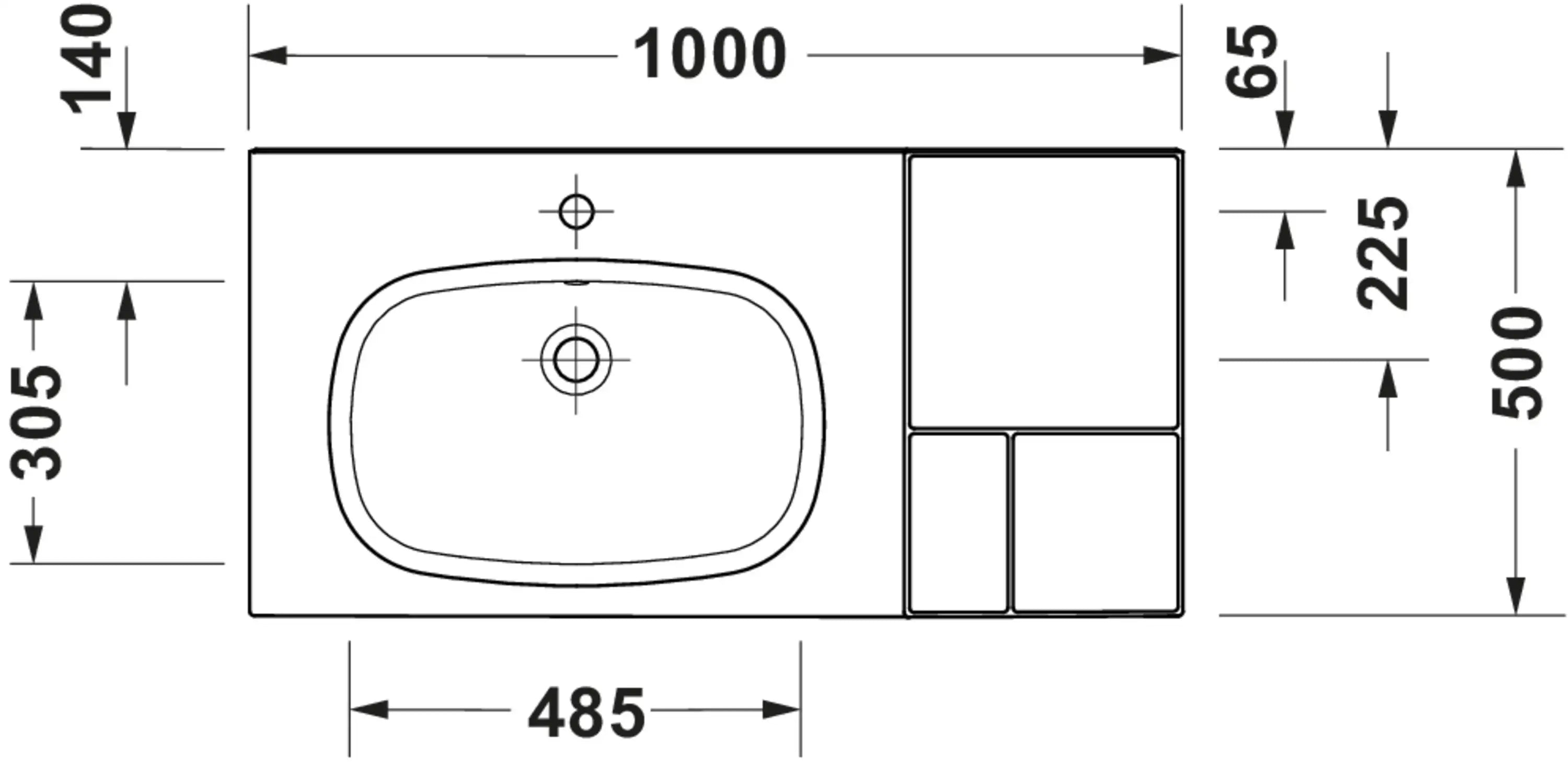 Duravit Aurena 39 3/8'' Rectangular Wall Mounted Sink in White with Single Faucet Hole and with Overflow