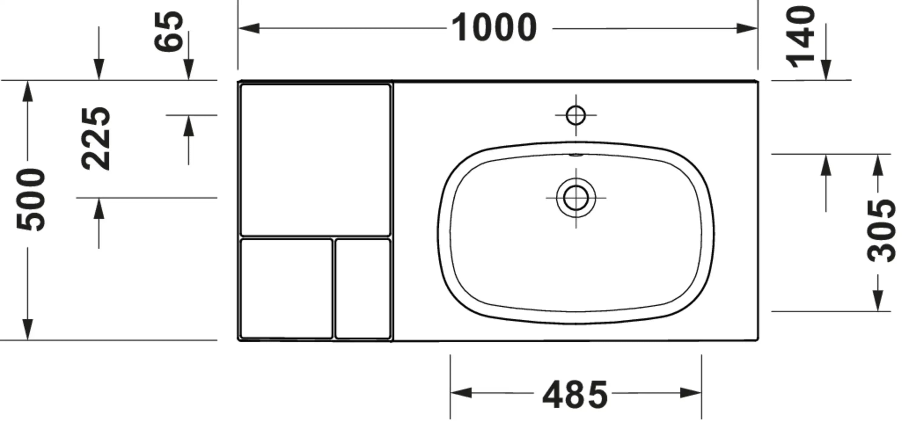Duravit Aurena 39 3/8'' Rectangular Wall Mounted Sink in White with Single Faucet Hole and with Overflow