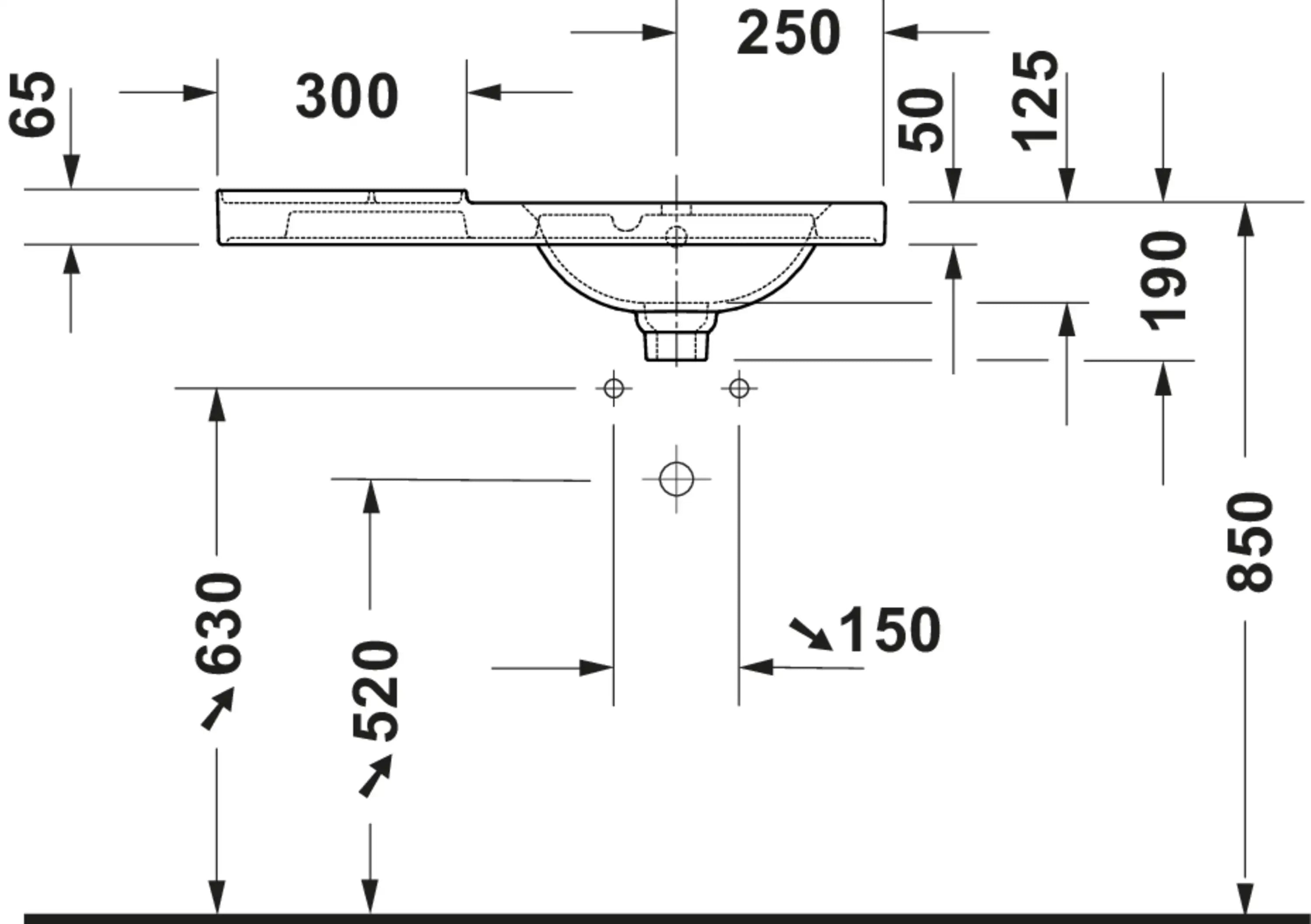 Duravit Aurena 31 3/4'' Rectangular Wall Mounted Sink with Single Faucet Hole and with Overflow