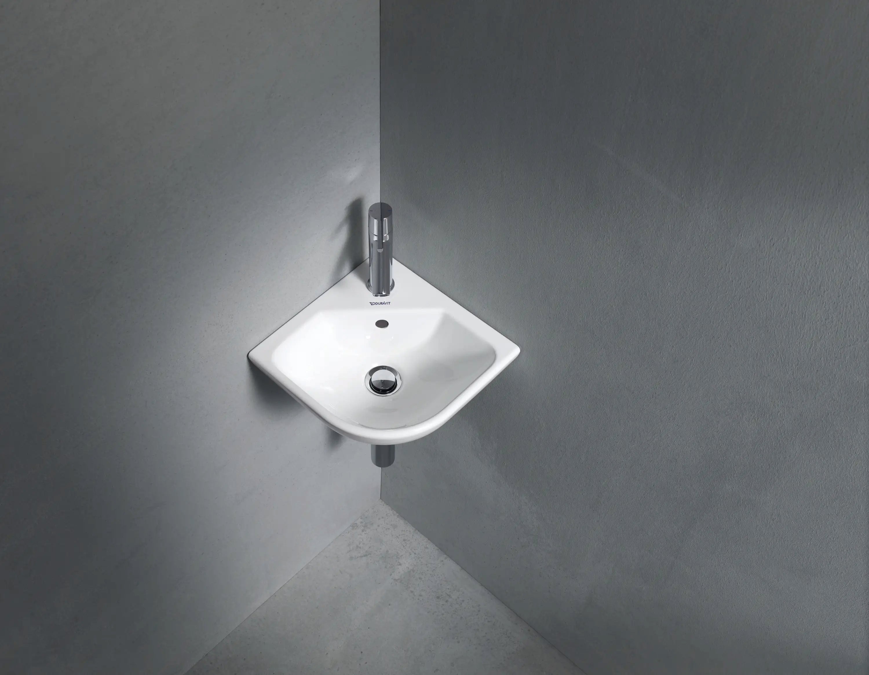 Duravit ME by Starck 17 1/8'' Corner Wall Mounted Sink in White with Single Faucet Hole and with Overflow