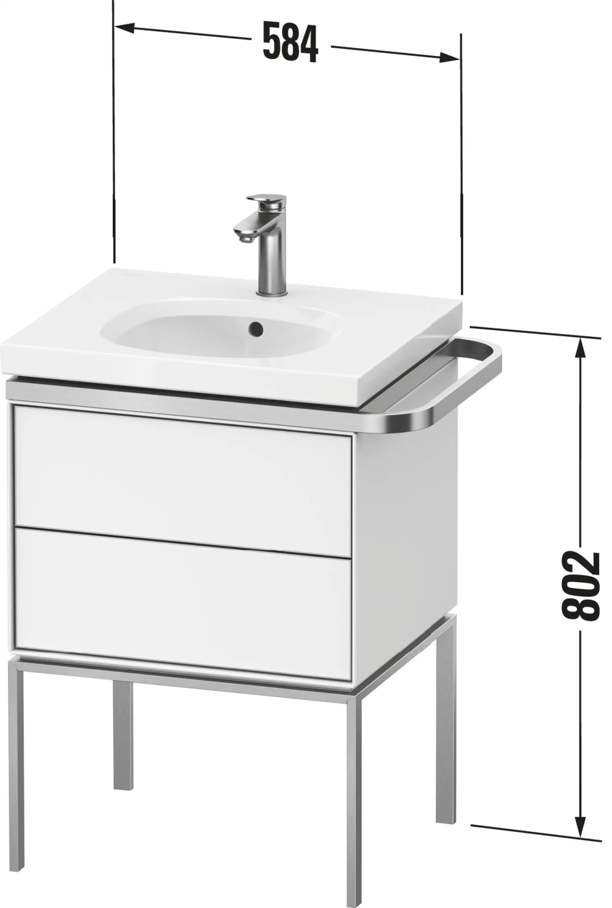 Duravit Aurena 23'' Wall Mount Two Drawer Single Vanity Cabinet White, Sink Sold Separately