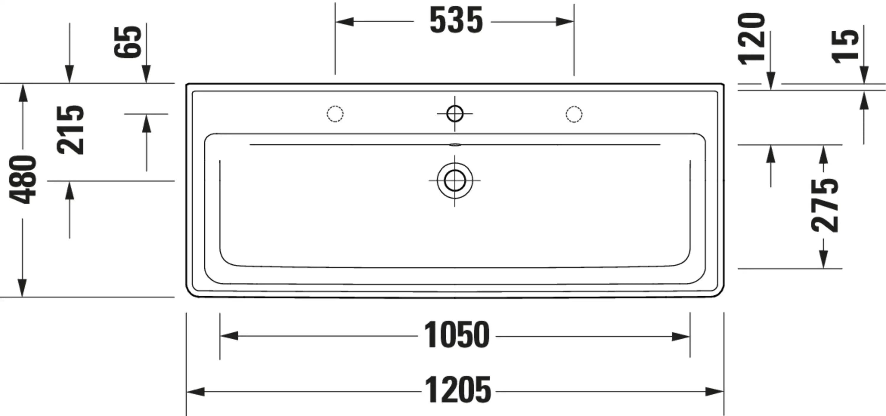 Duravit D-Neo 47 1/2'' Rectangular Wall Mounted Sink in White with Single Faucet Hole and with Overflow