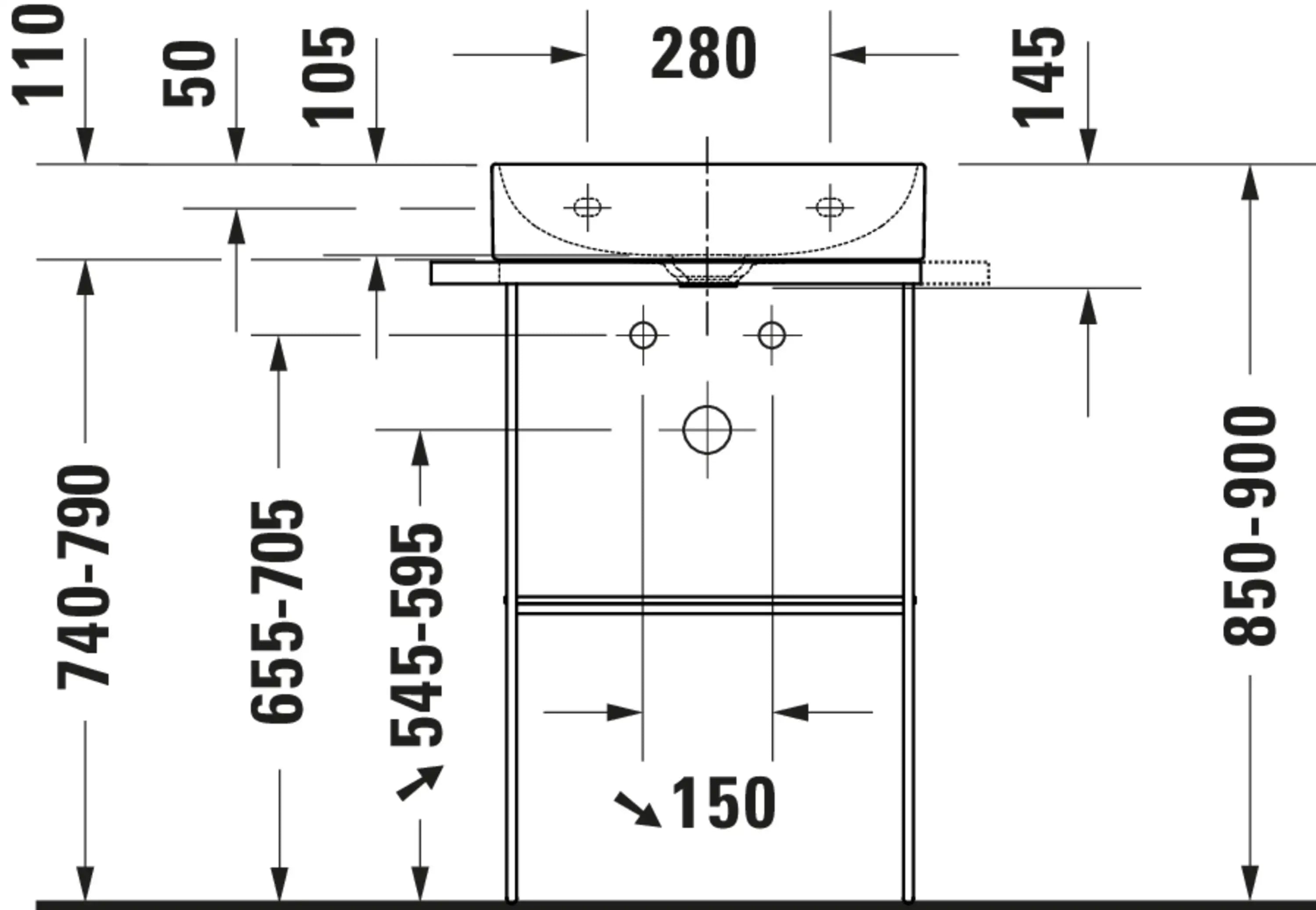 Duravit DuraSquare 19 5/8'' Rectangular Wall Mounted Sink in White with Single Faucet Hole and