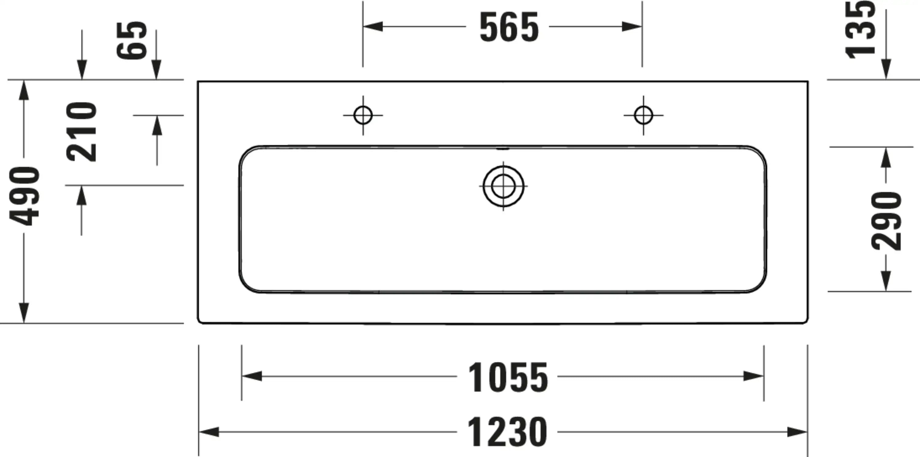 Duravit ME by Starck 48 3/8'' Rectangular Wall Mounted Sink in White with Overflow