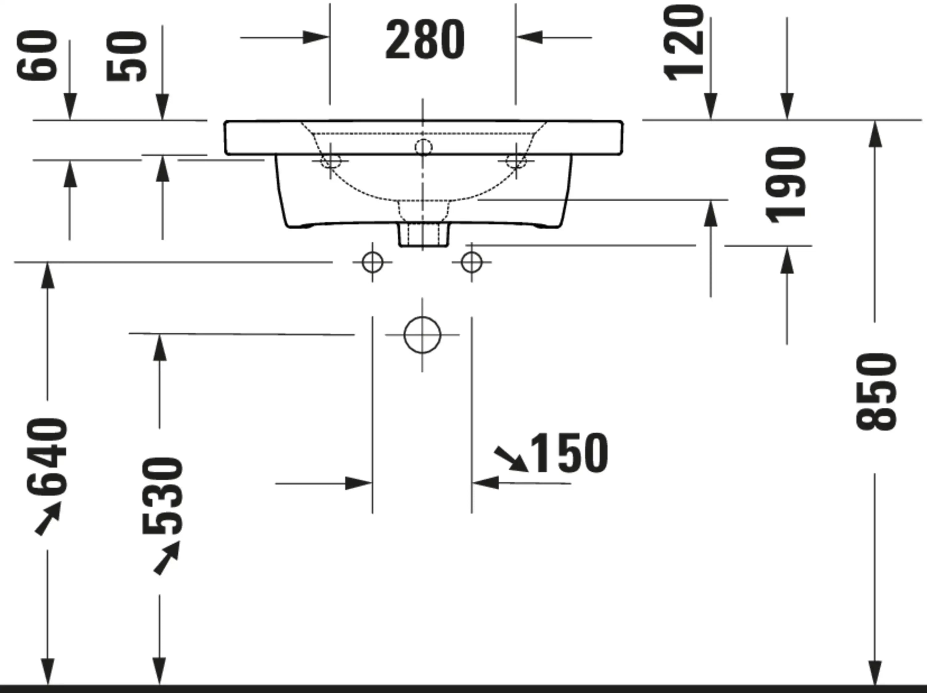 Duravit Aurena 23 5/8'' Rectangular Wall Mounted Sink with Single Faucet Hole and with Overflow