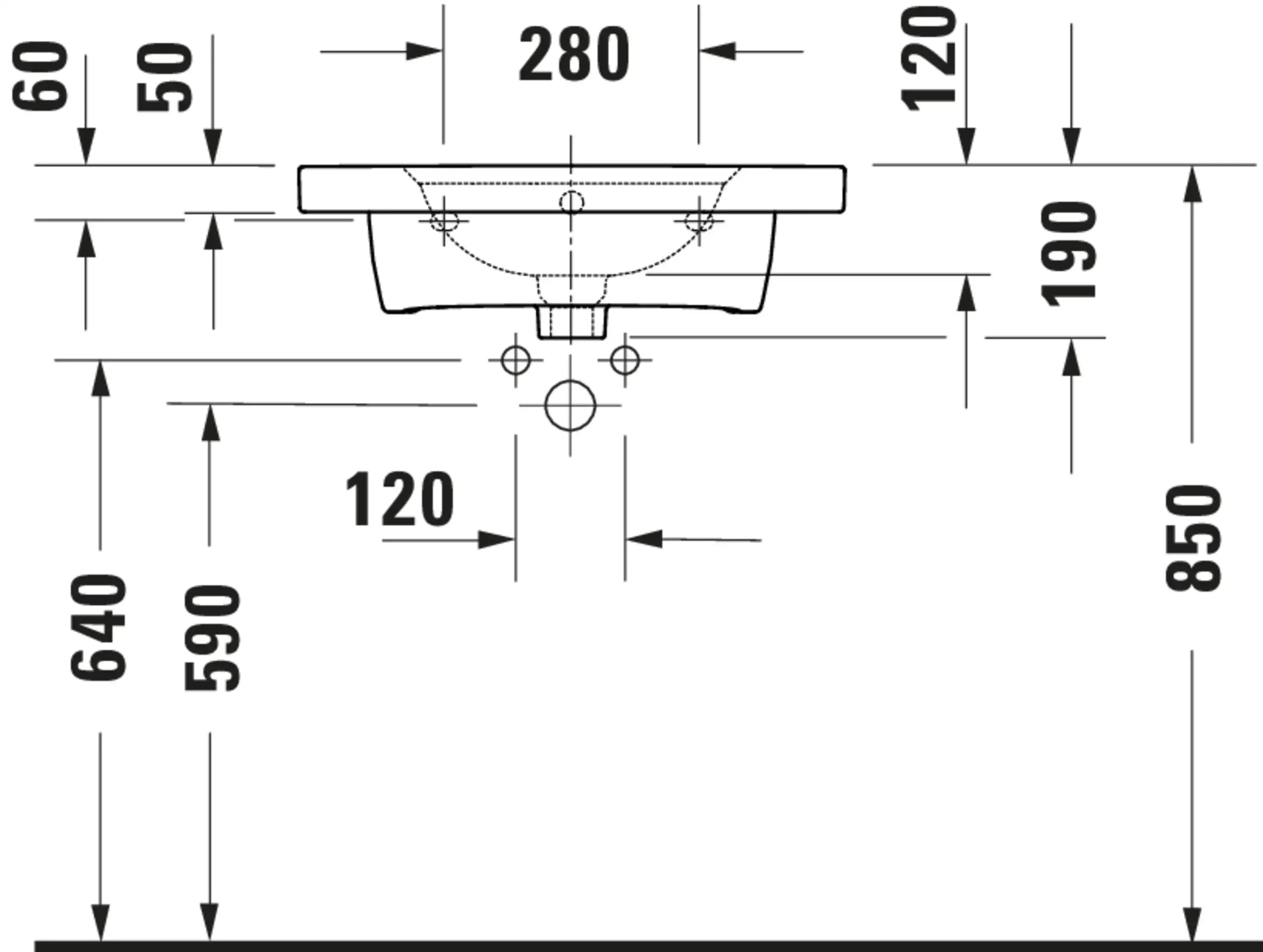 Duravit Aurena 23 5/8'' Rectangular Wall Mounted Sink with Single Faucet Hole and with Overflow