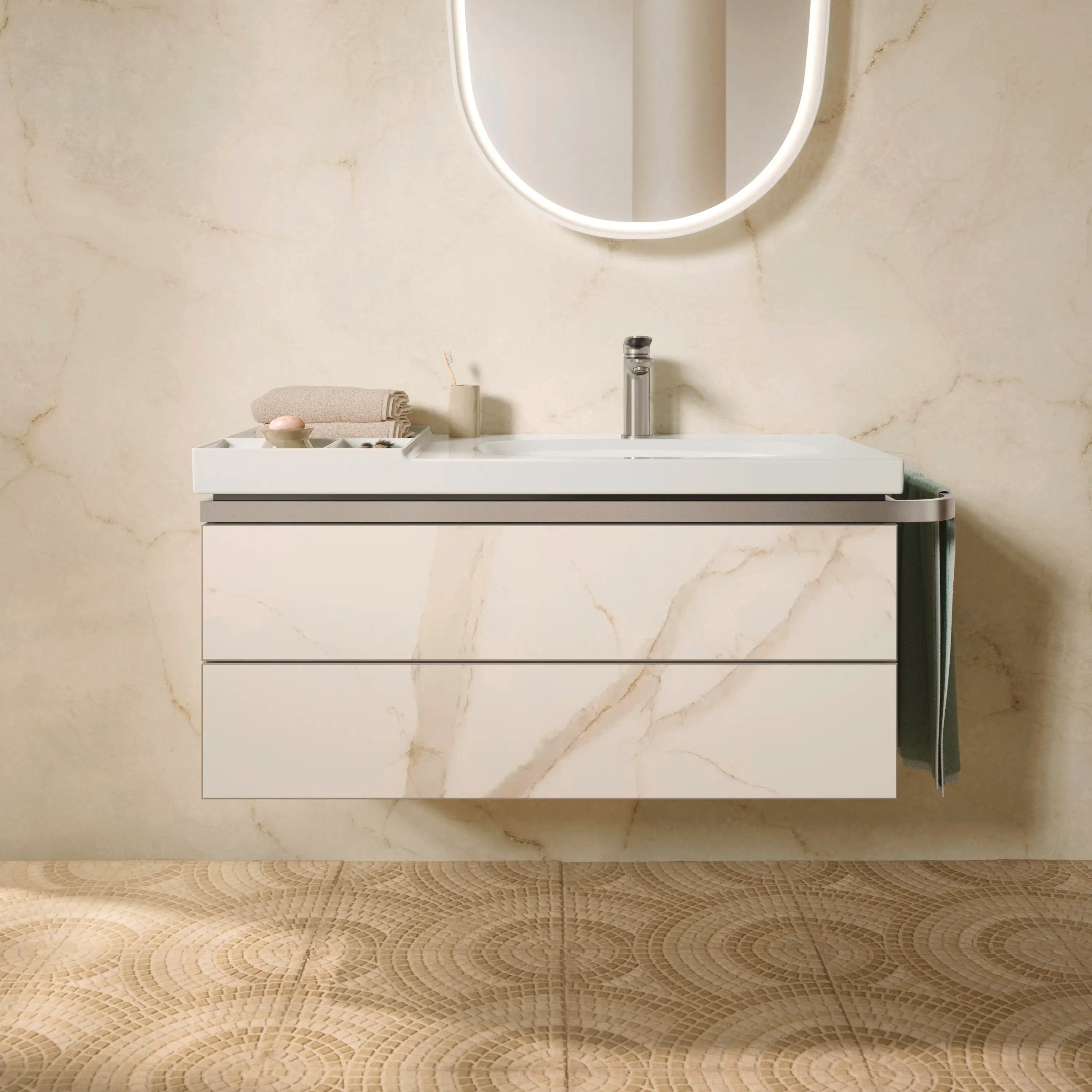 Duravit Aurena 39 3/8'' Rectangular Wall Mounted Sink in White with Single Faucet Hole and with Overflow