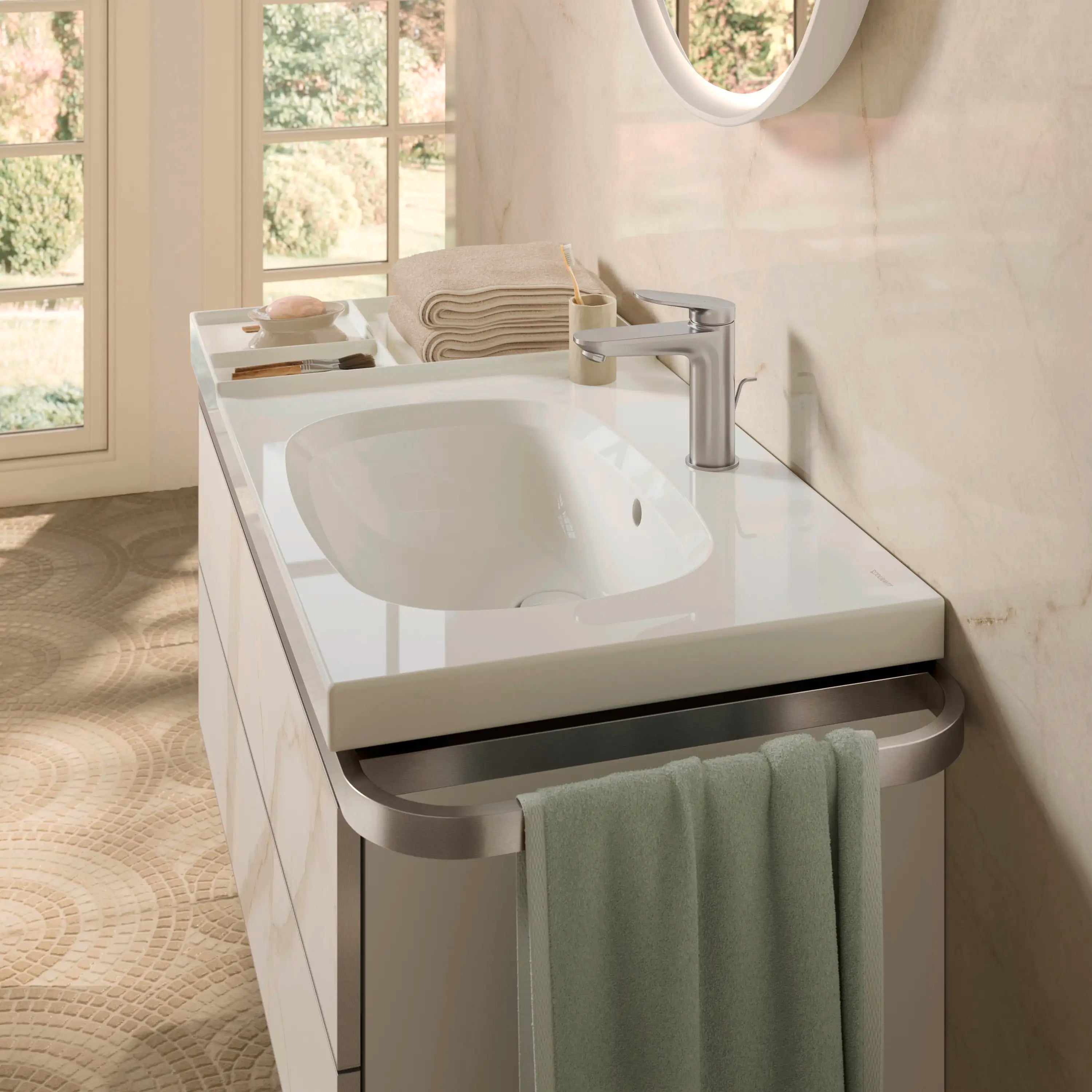 Duravit Aurena 39 3/8'' Rectangular Wall Mounted Sink in White with Single Faucet Hole and with Overflow