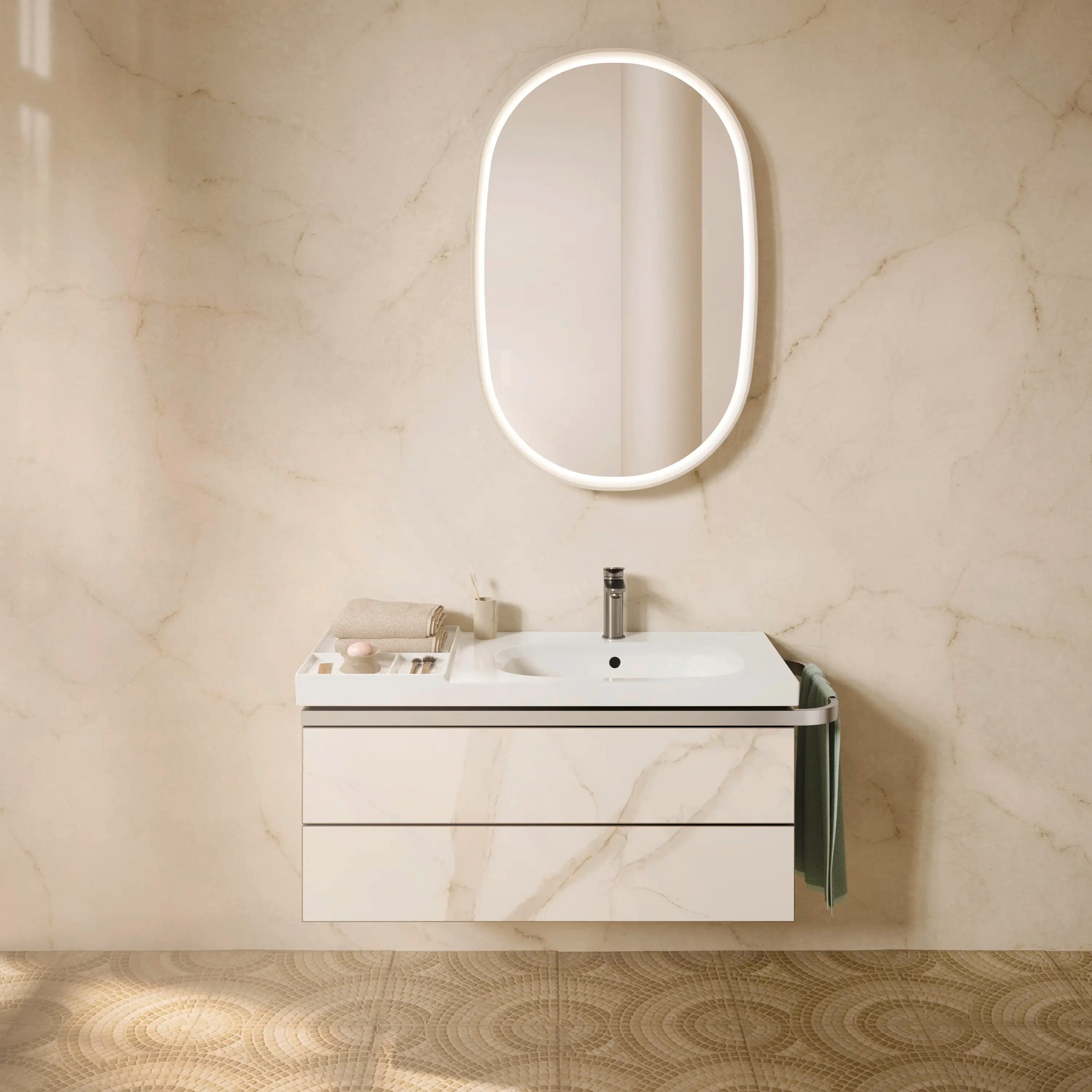 Duravit Aurena 39 3/8'' Rectangular Wall Mounted Sink in White with Single Faucet Hole and with Overflow
