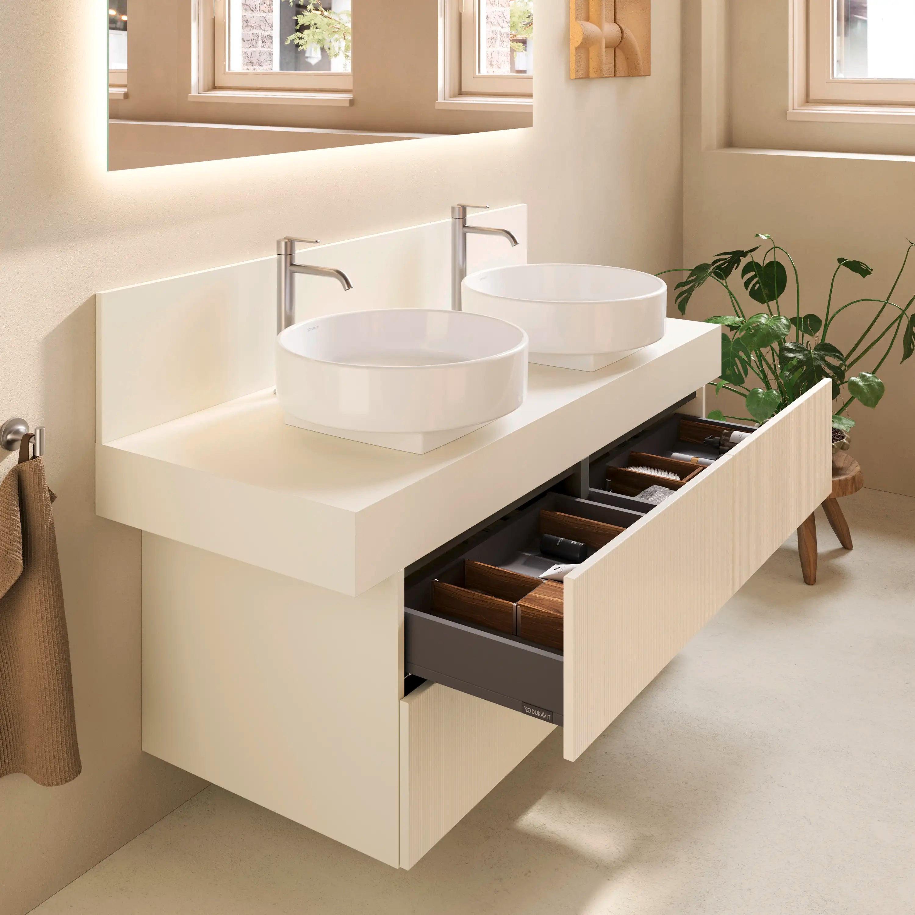 Balcoon 55 1/8'' Wall Mount Engineered Wood, with Two Sink Cutouts