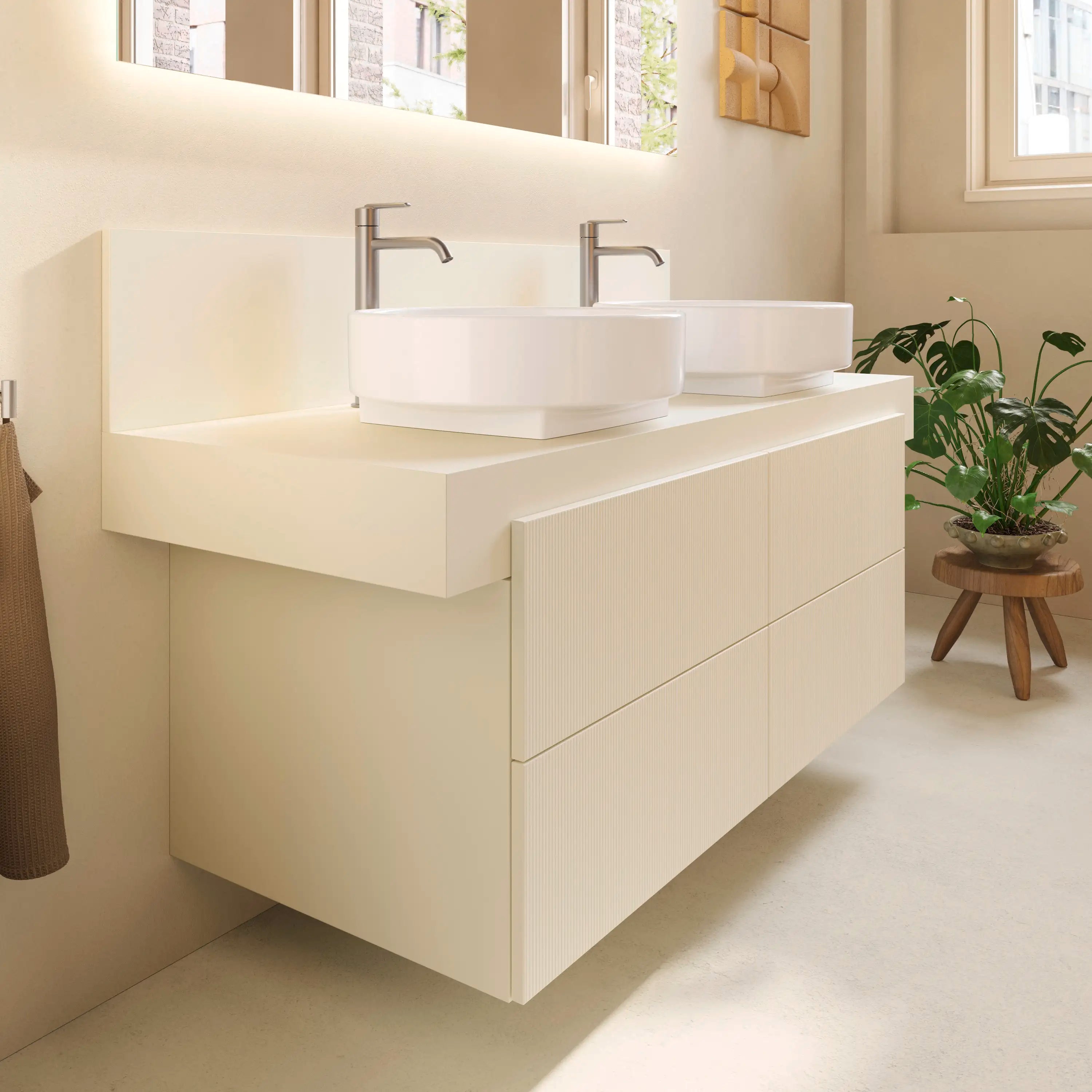Balcoon 47 1/4'' Wall Mount Double Vanity Cabinet, Sink Sold Separately