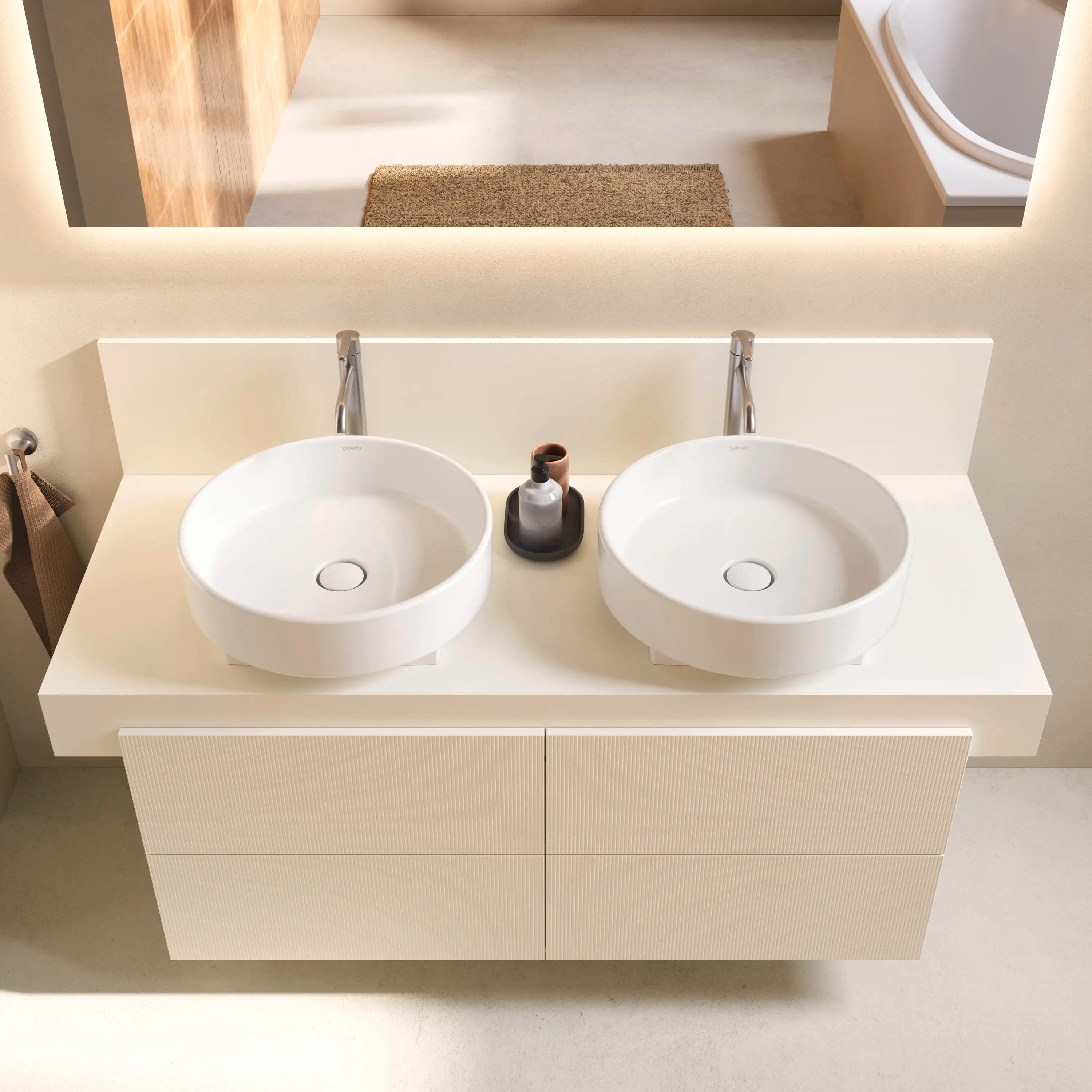 Balcoon 55 1/8'' Wall Mount Engineered Wood, with Two Sink Cutouts
