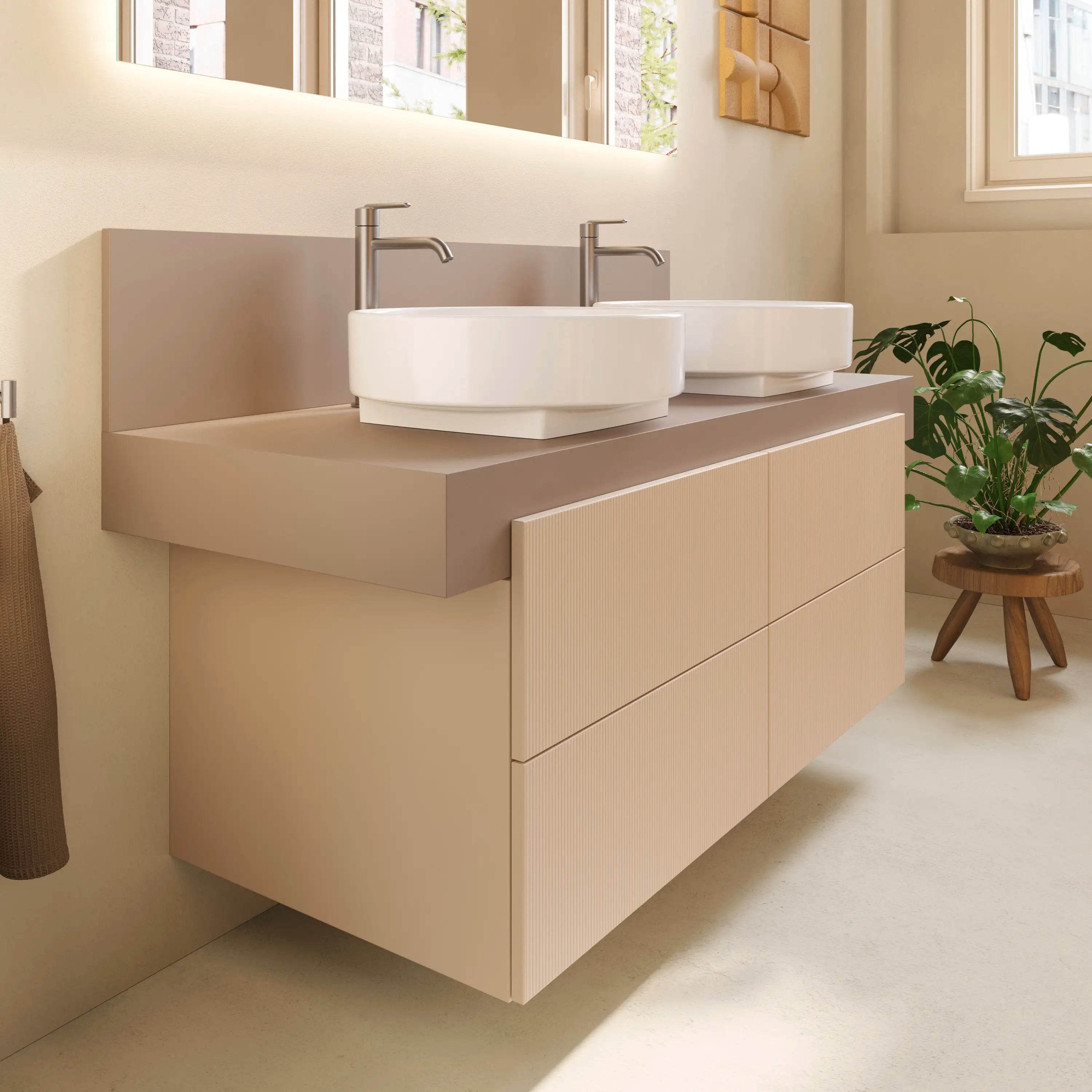 Balcoon 55 1/8'' Wall Mount Engineered Wood, with Two Sink Cutouts