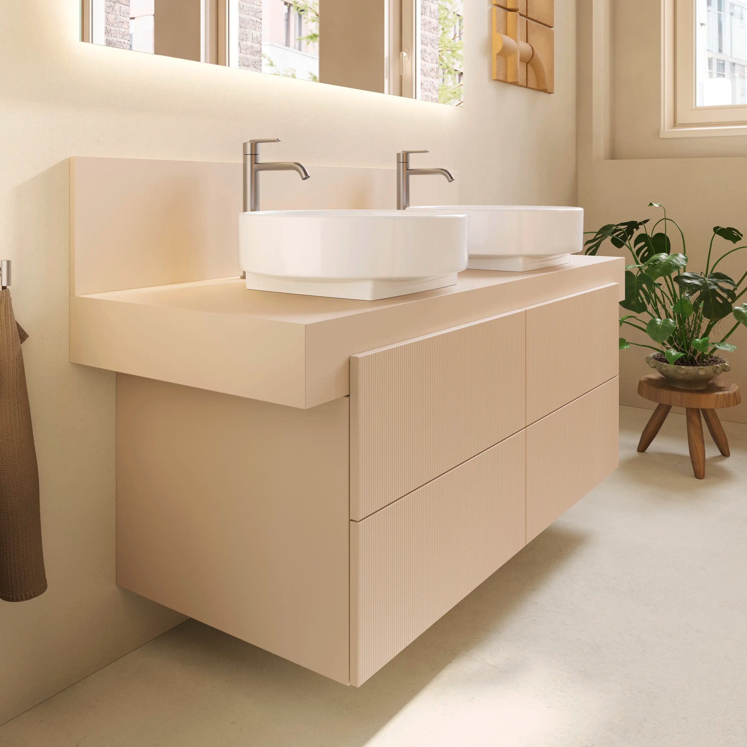 Balcoon 47 1/4'' Wall Mount Double Vanity Cabinet, Sink Sold Separately