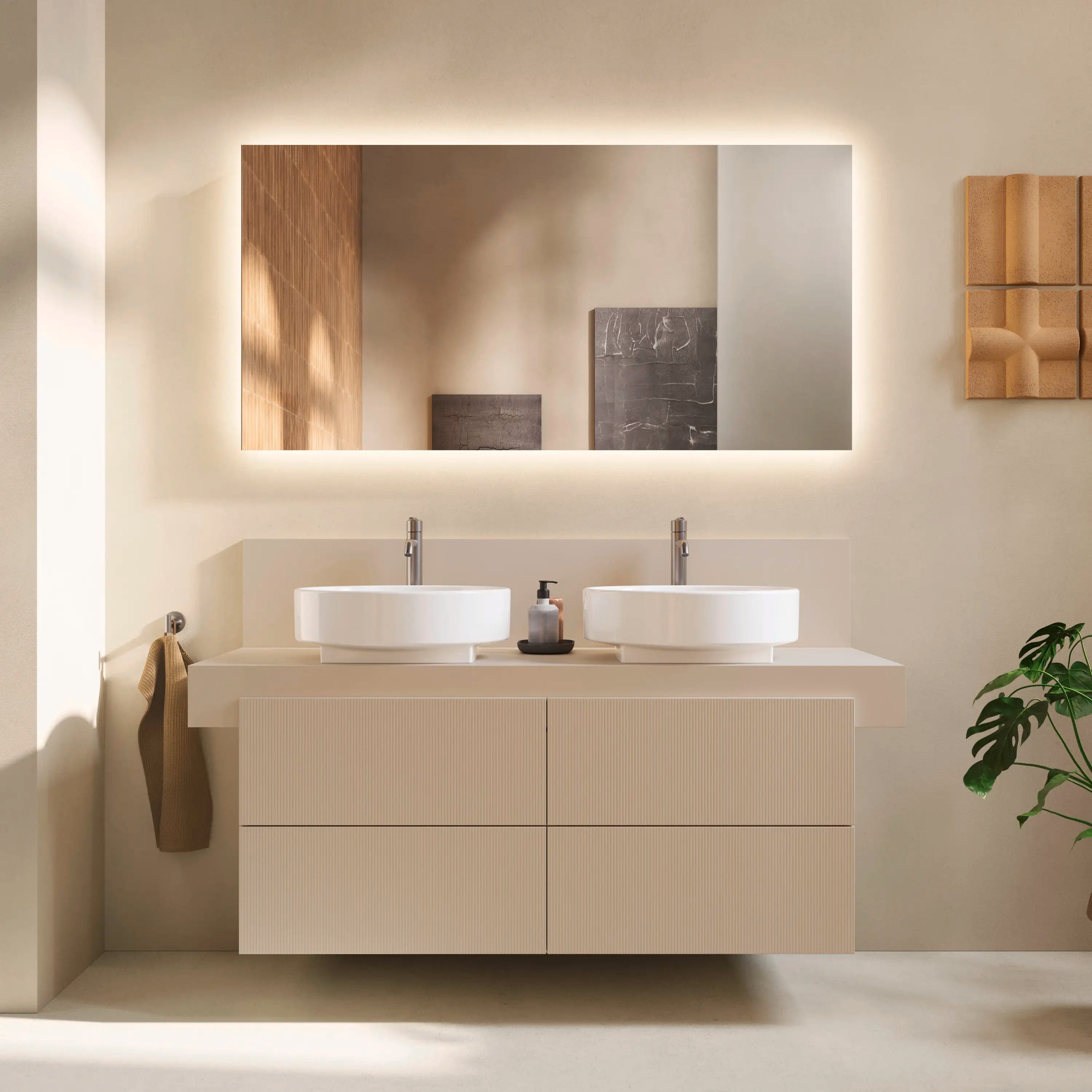 Balcoon 47 1/4'' Wall Mount Double Vanity Cabinet, Sink Sold Separately
