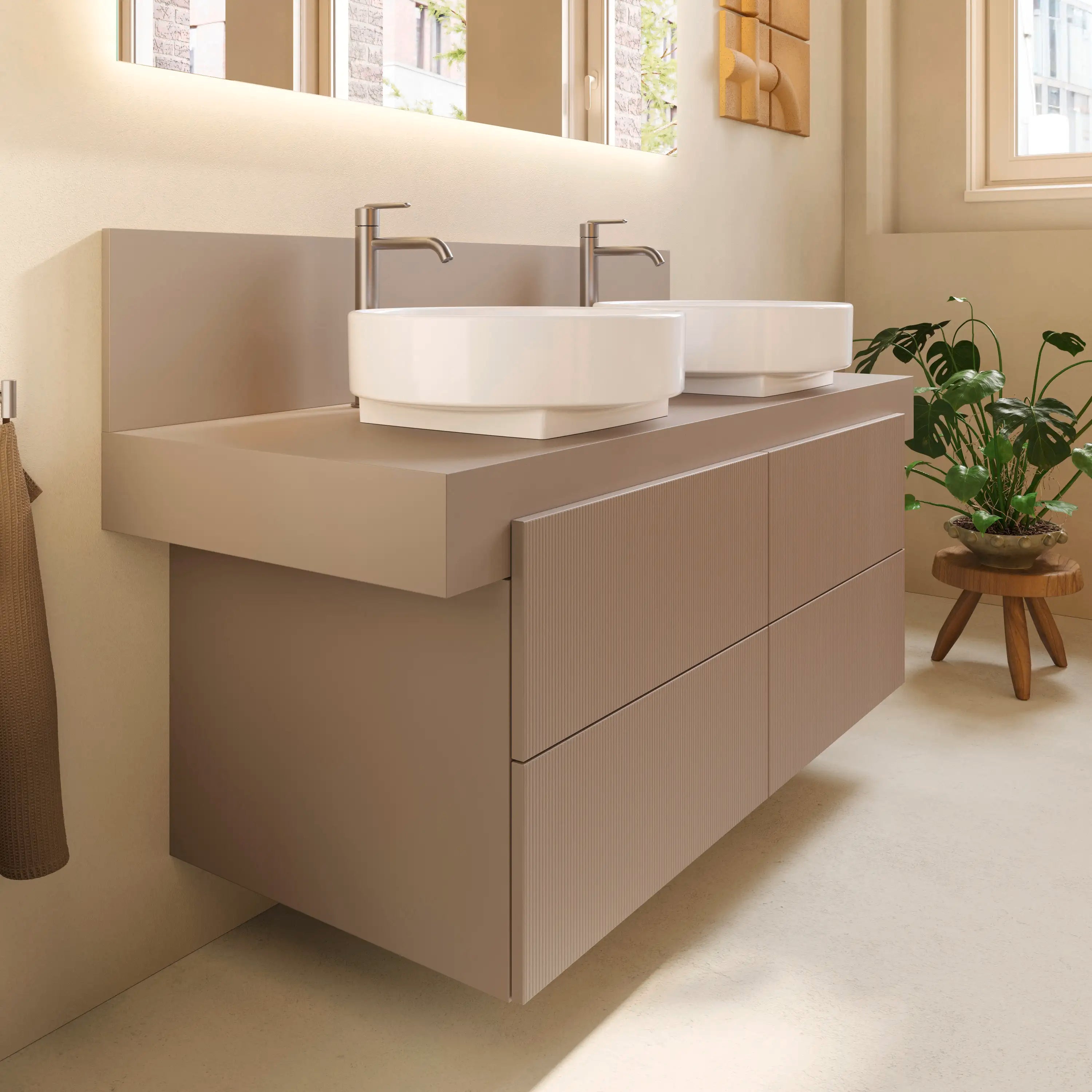 Balcoon 55 1/8'' Wall Mount Engineered Wood, with Two Sink Cutouts