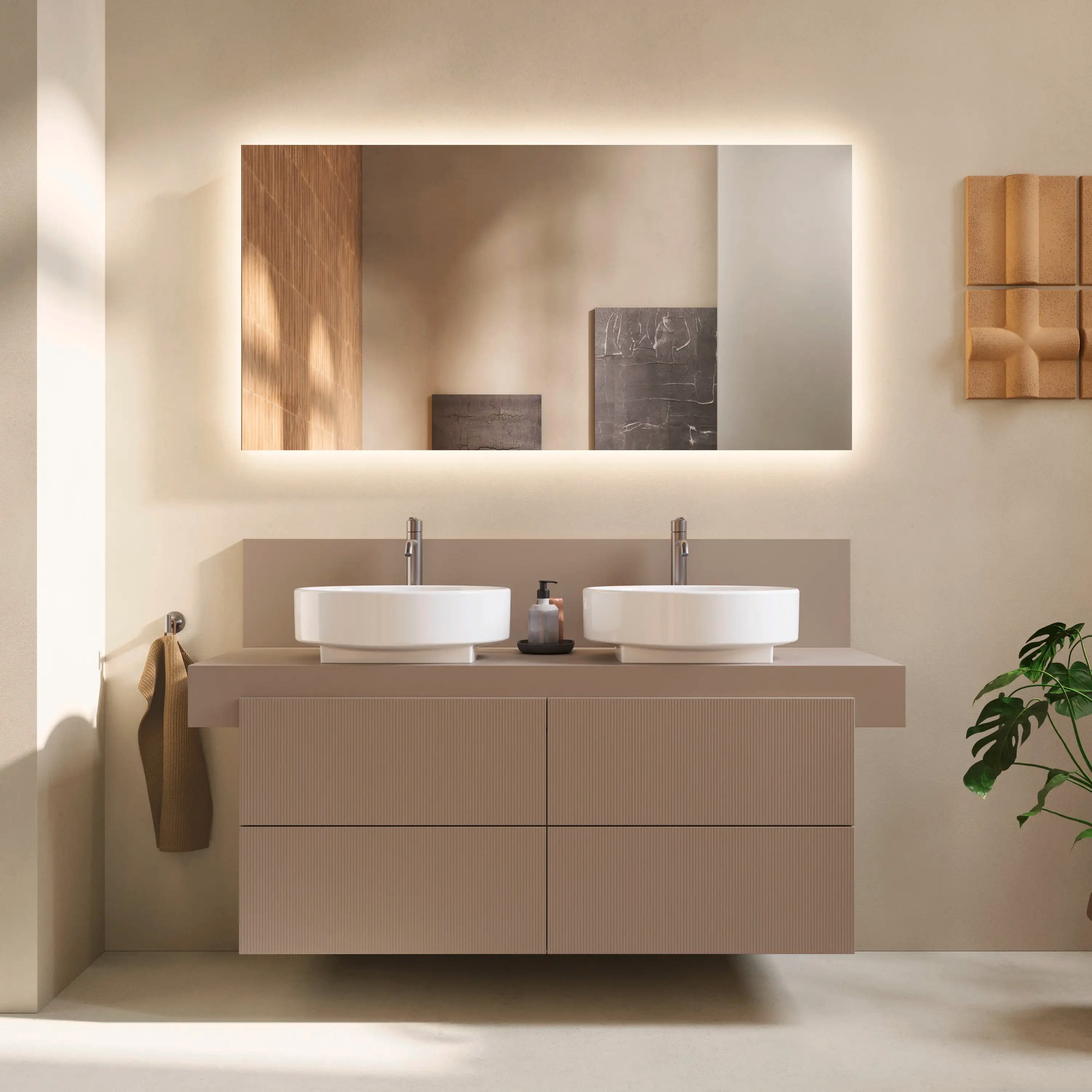 Balcoon 55 1/8'' Wall Mount Engineered Wood, with Two Sink Cutouts