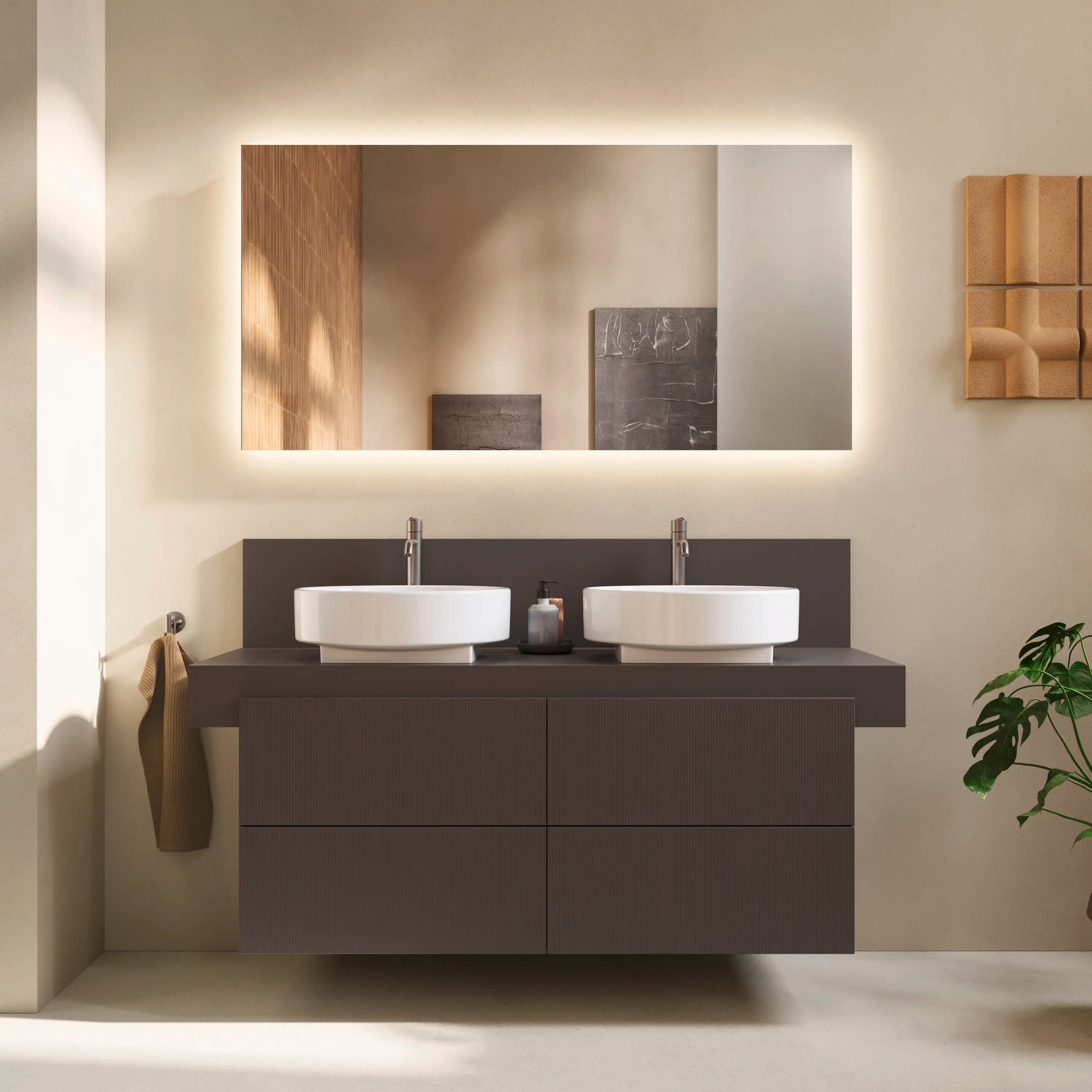 Balcoon 47 1/4'' Wall Mount Double Vanity Cabinet, Sink Sold Separately