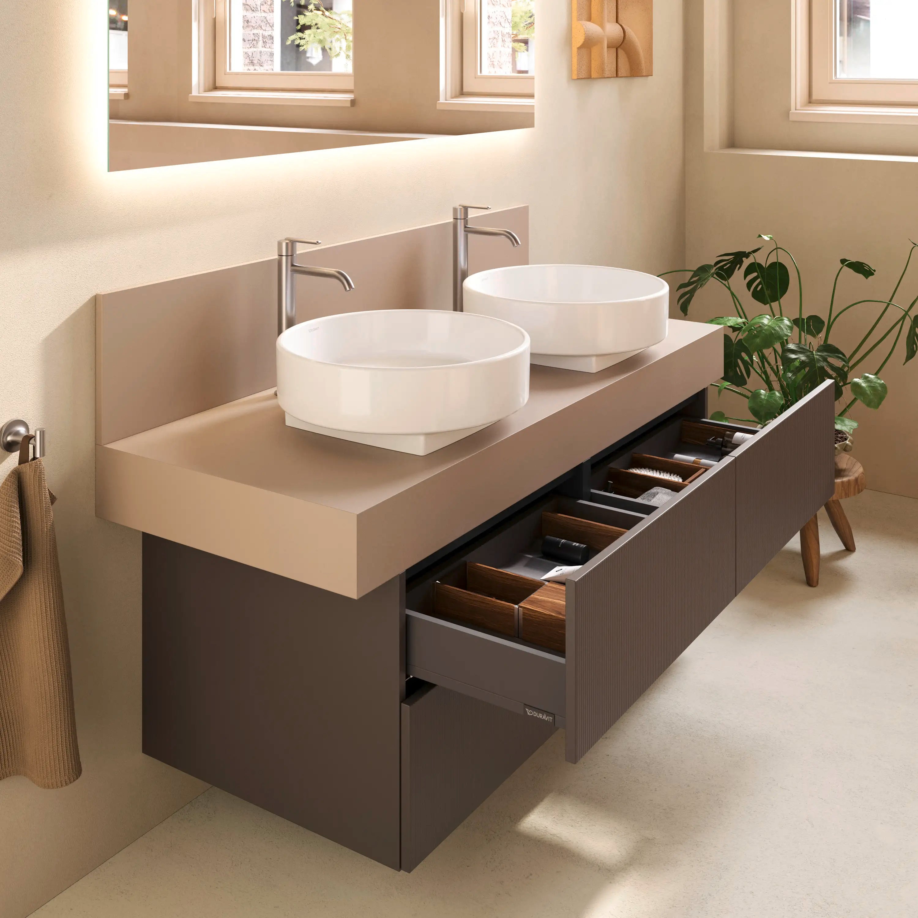 Balcoon 55 1/8'' Wall Mount Engineered Wood, with Two Sink Cutouts