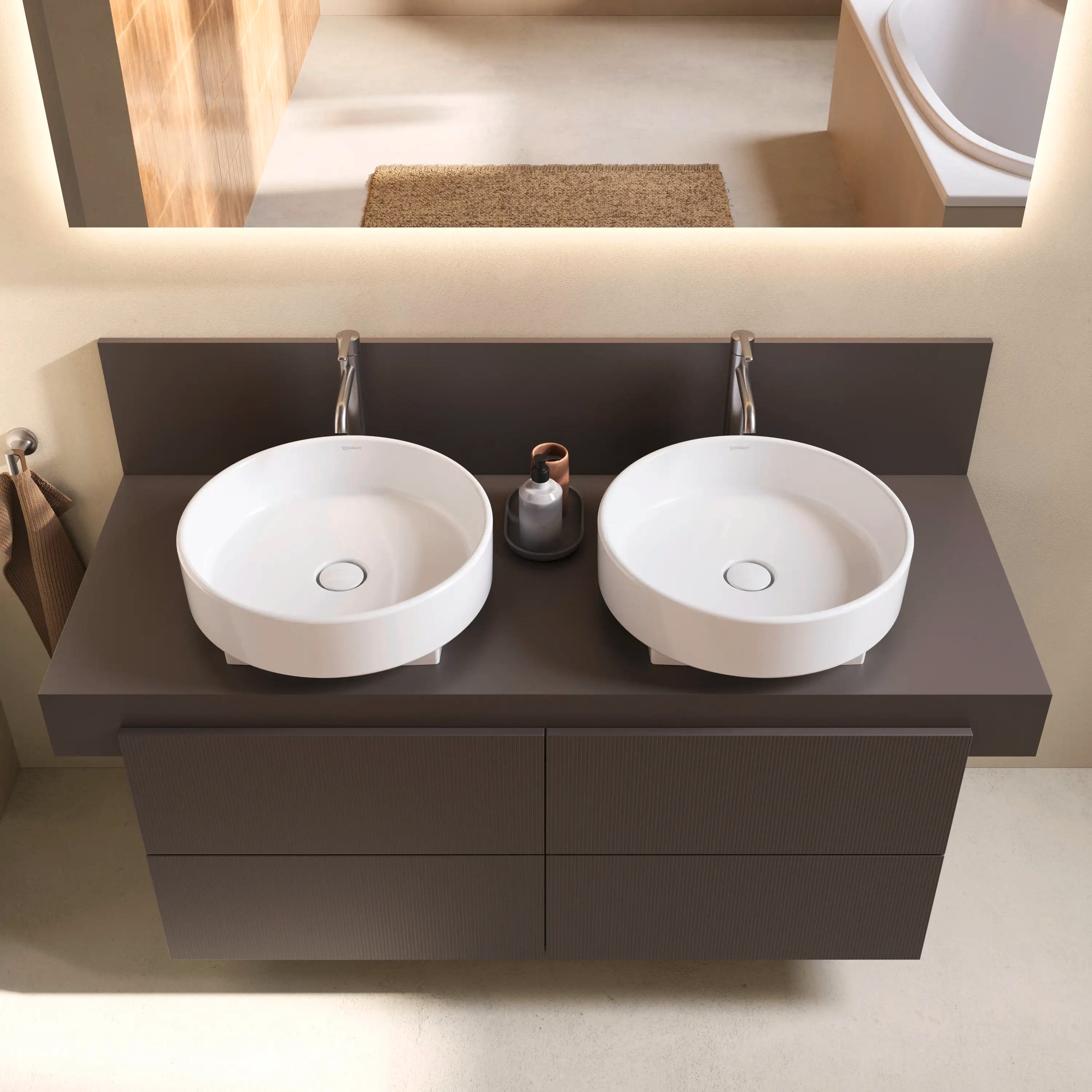 Balcoon 55 1/8'' Wall Mount Engineered Wood, with Two Sink Cutouts