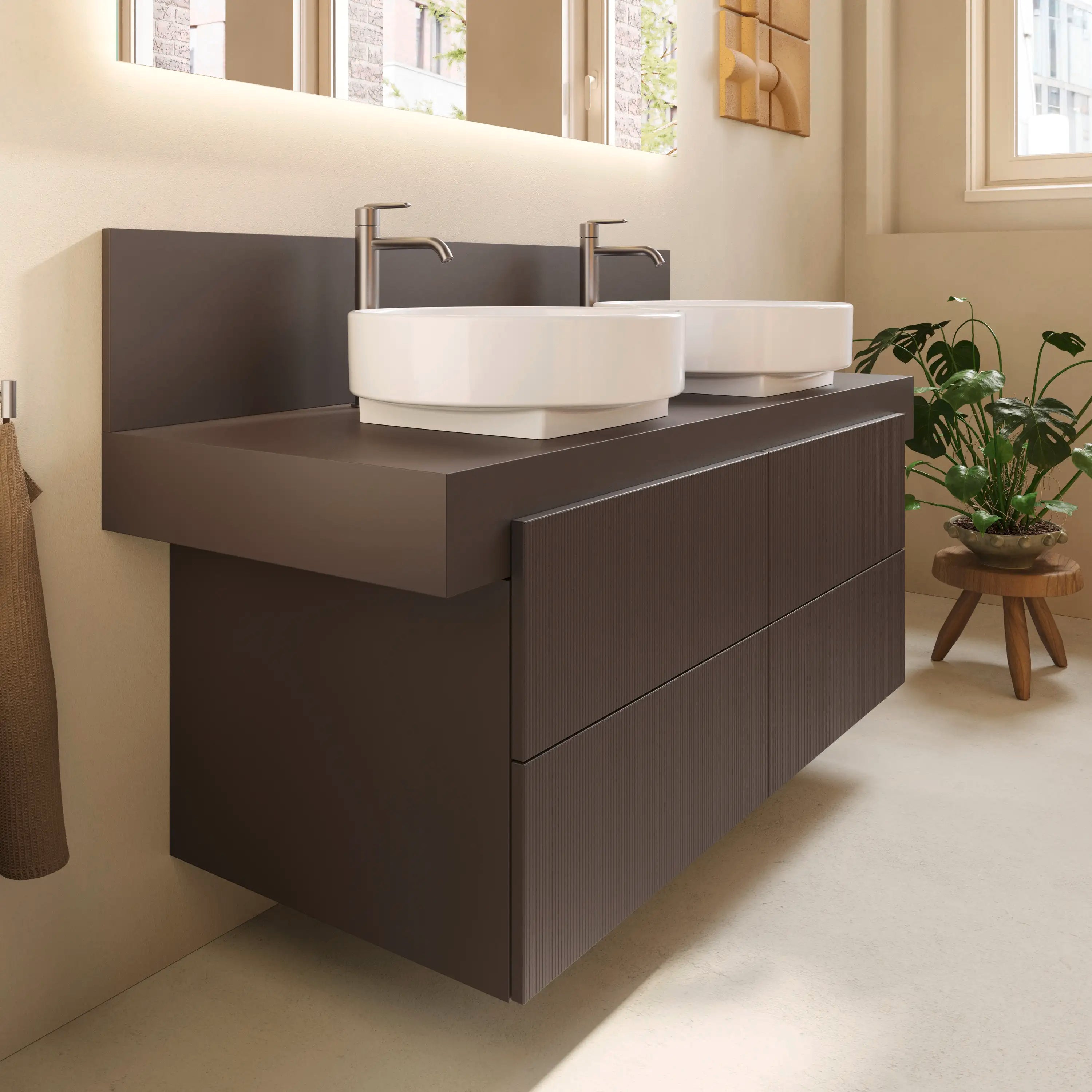 Balcoon 47 1/4'' Wall Mount Double Vanity Cabinet, Sink Sold Separately