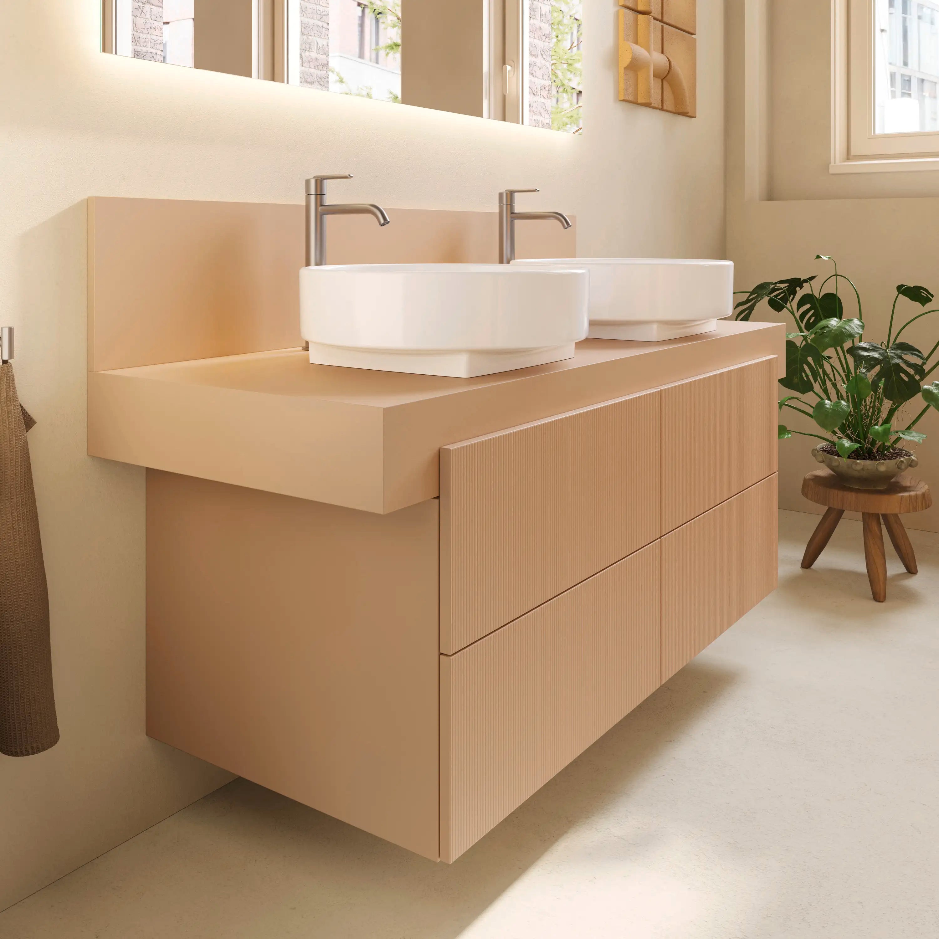 Balcoon 55 1/8'' Wall Mount Engineered Wood, with Two Sink Cutouts