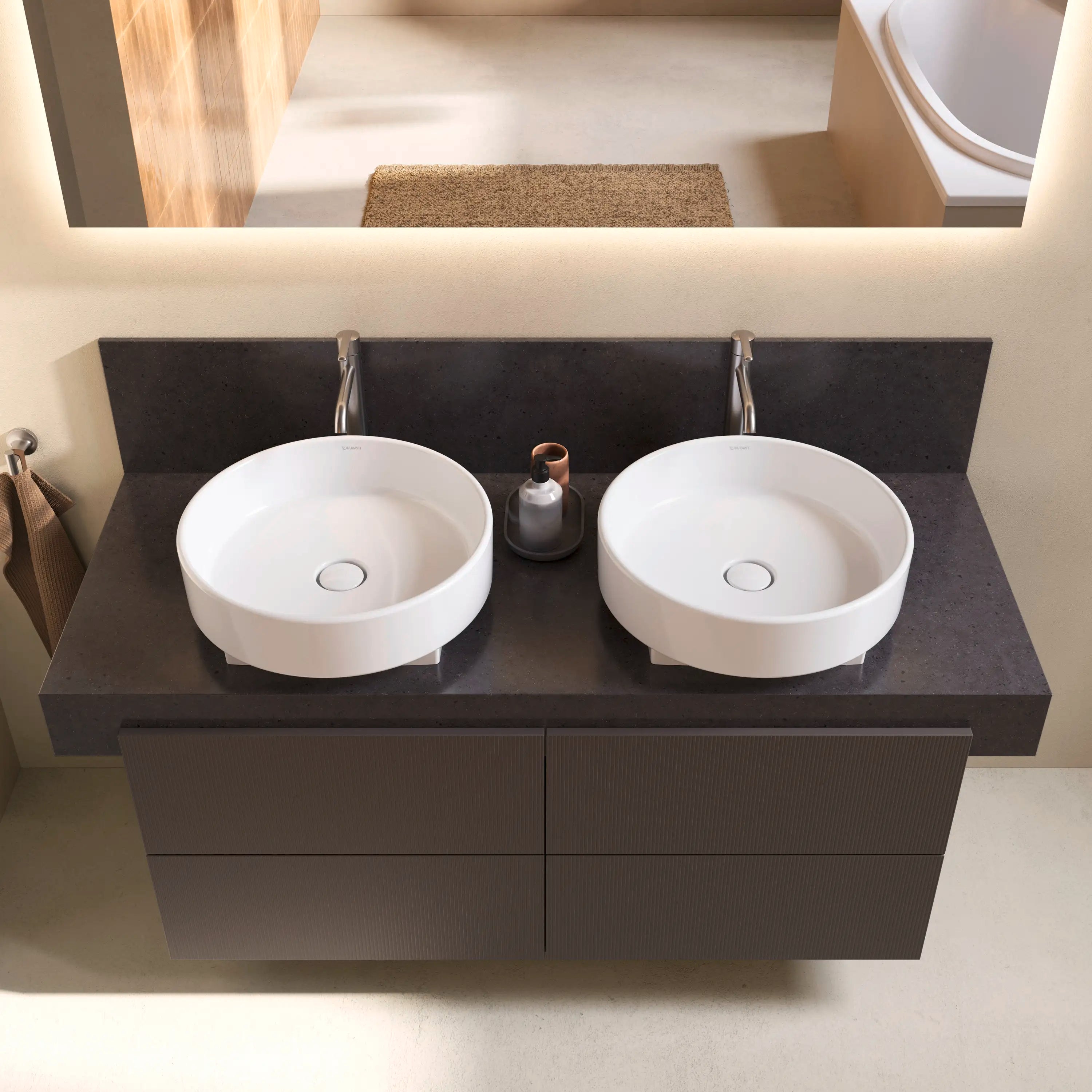 Balcoon 59'' Wall Mount Engineered Wood, with Two Sink Cutouts