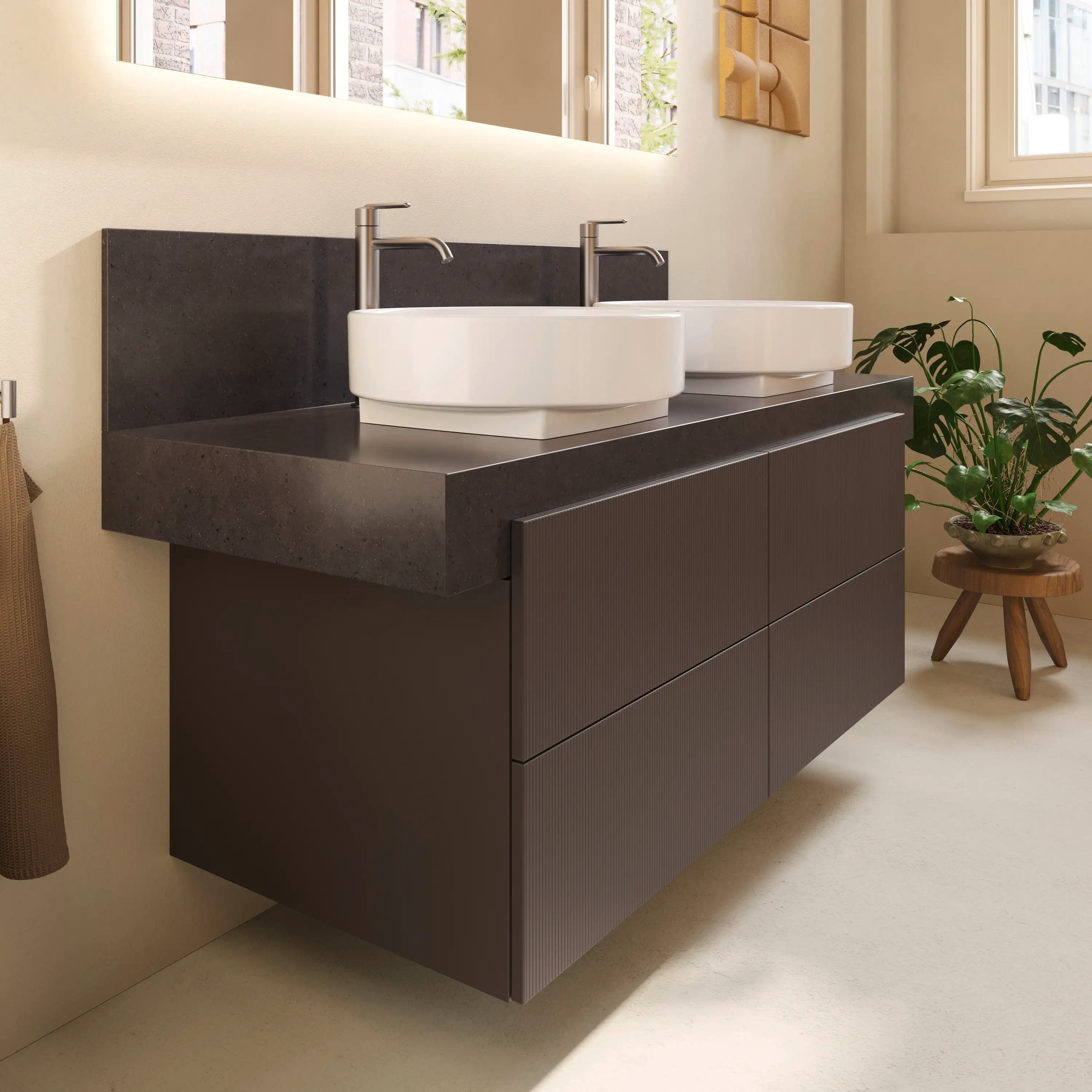 Balcoon 47 1/4'' Wall Mount Double Vanity Cabinet, Sink Sold Separately