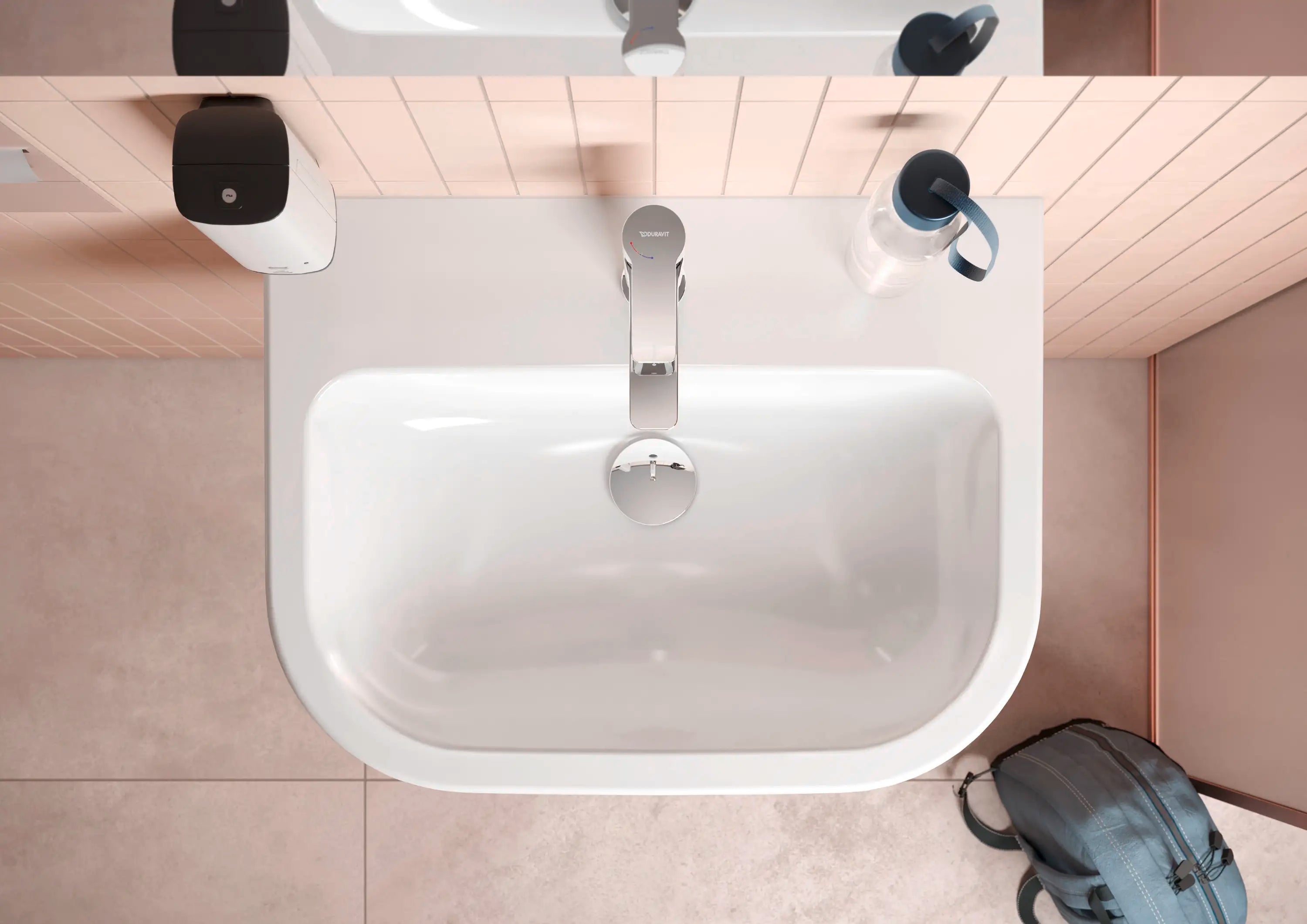 Duravit D-Code 18 1/8'' Round Wall Mounted Sink in White with Single Faucet Hole and with Overflow