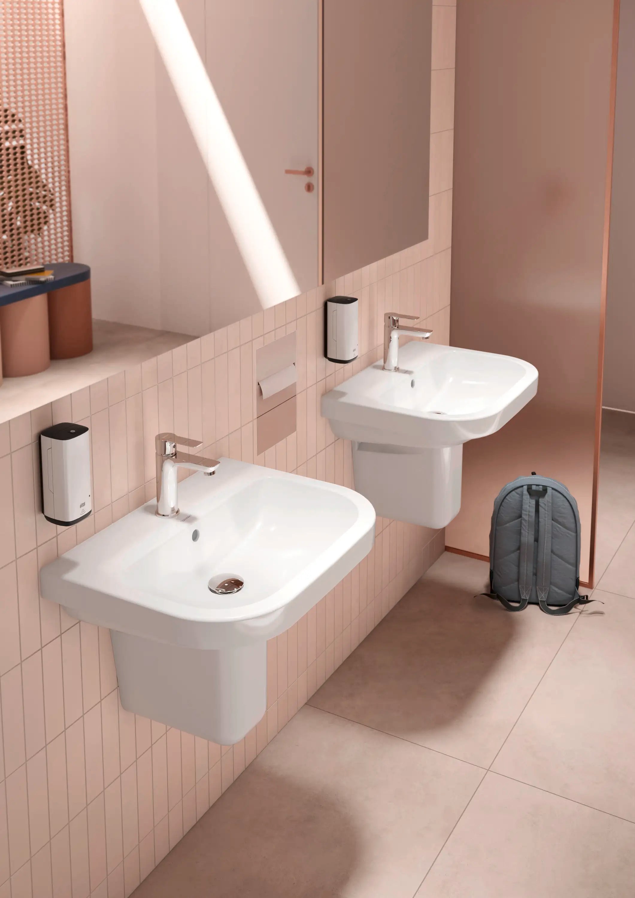 Duravit D-Code 18 1/8'' Round Wall Mounted Sink in White with Single Faucet Hole and with Overflow