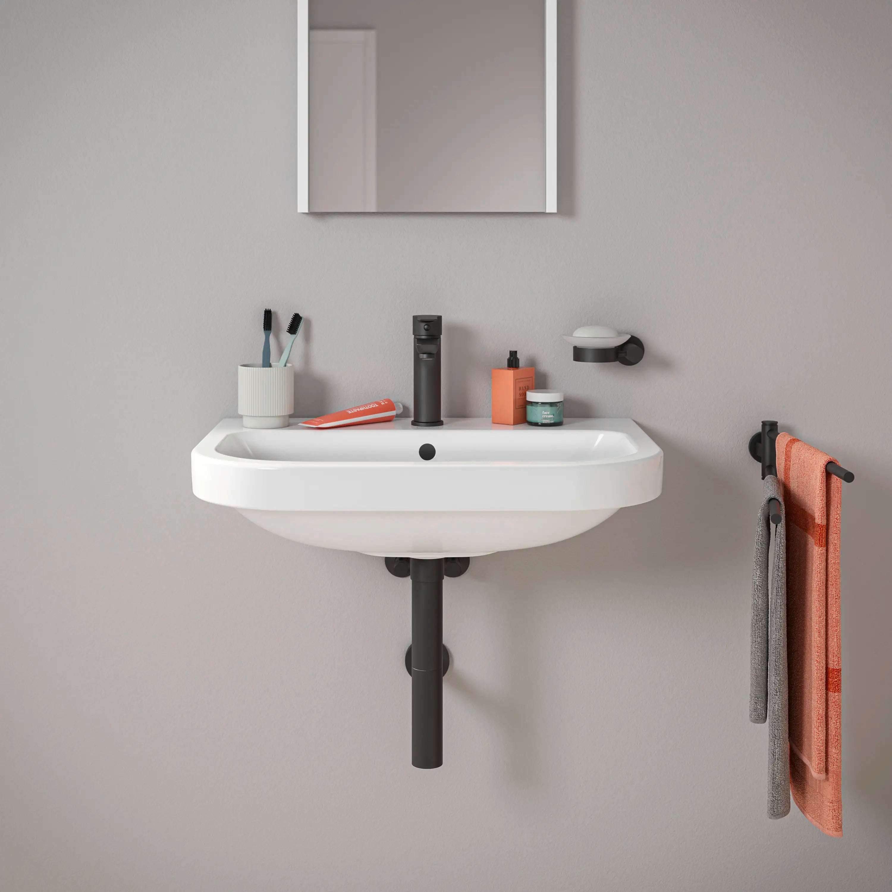 Duravit D-Code 18 1/8'' Round Wall Mounted Sink in White with Single Faucet Hole and with Overflow