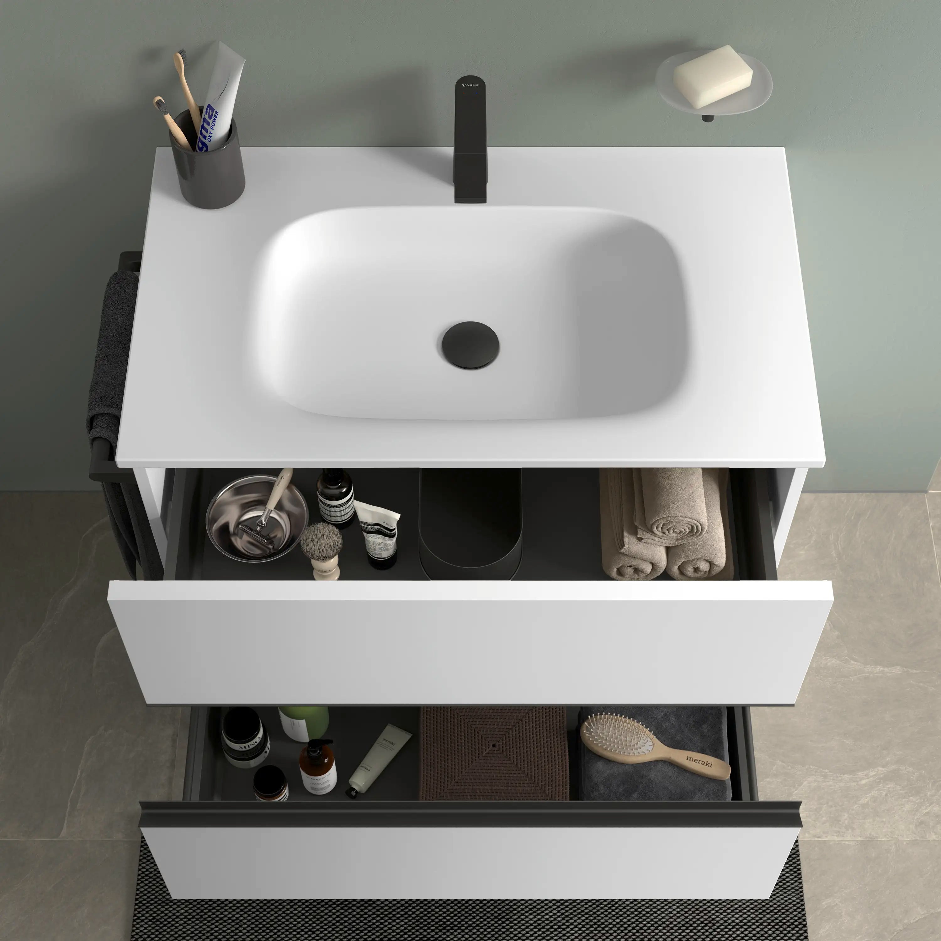 Duravit Sivida 31 7/8'' Wall Mount Two Drawer Single Vanity Cabinet, Sink Sold Separately