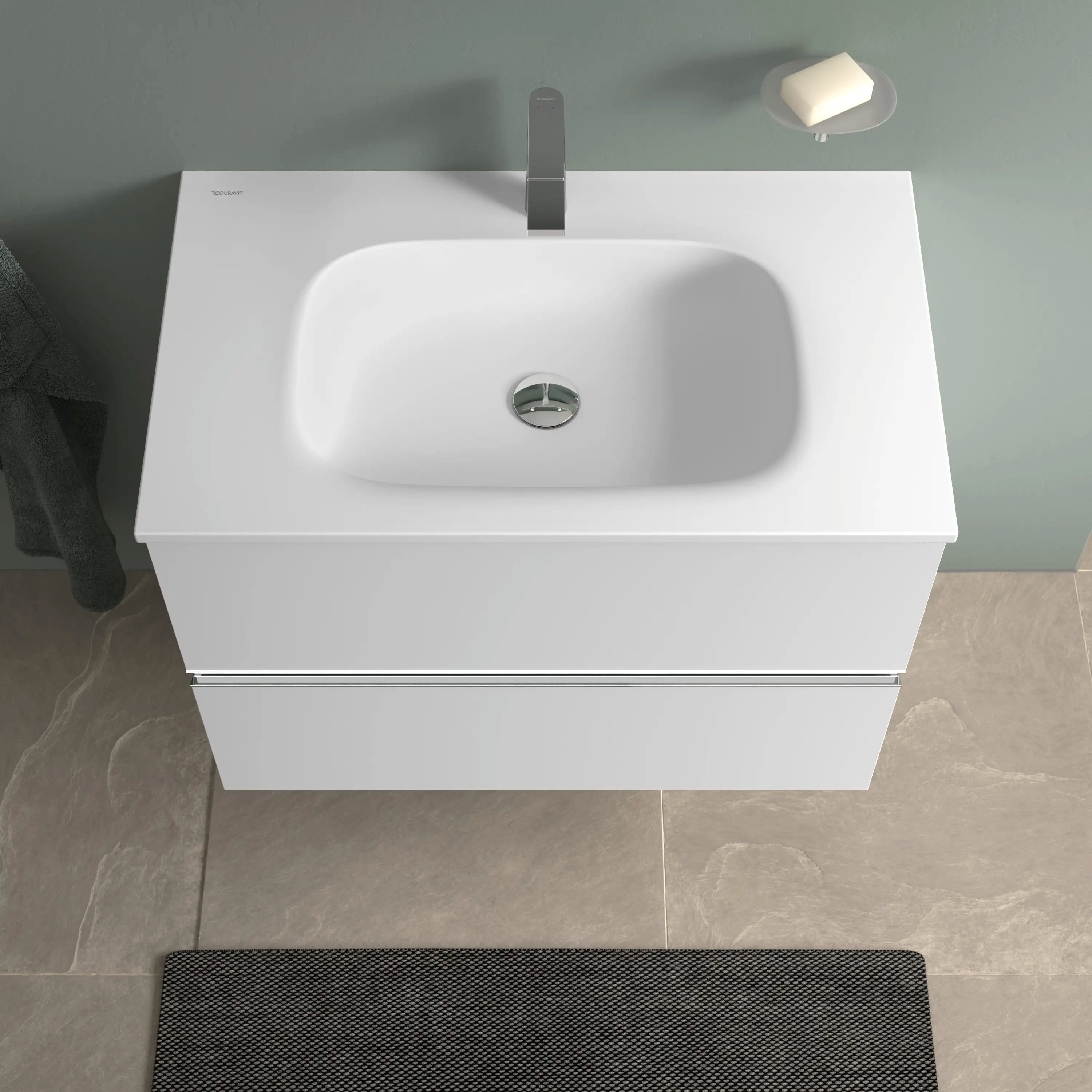 Duravit Sivida 32 1/4'' Rectangular Drop In Sink in Satin Matte White with Single Faucet Hole
