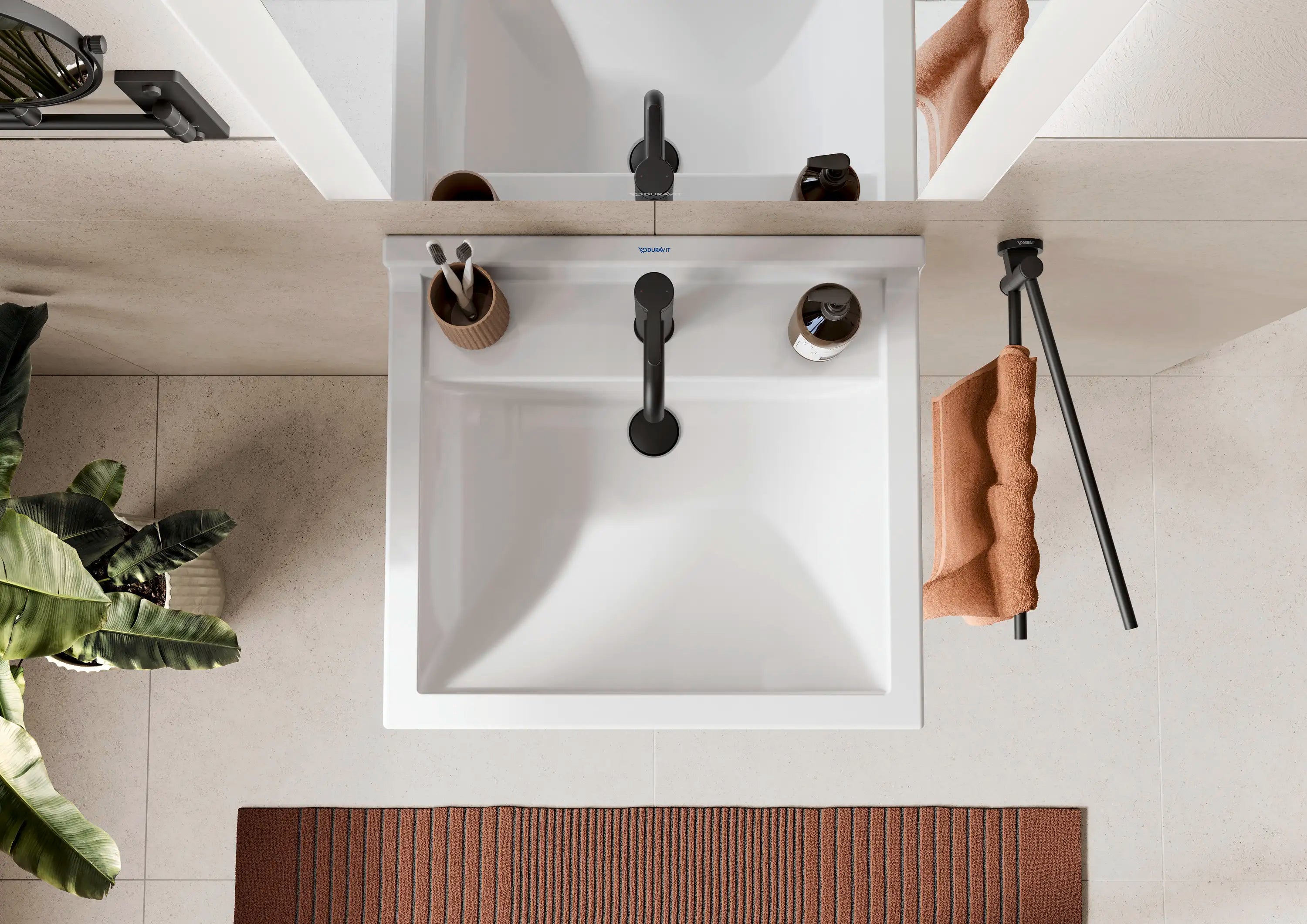 Duravit Starck 3 23 5/8'' Rectangular Wall Mounted Sink in White with Single Faucet Hole and with Overflow