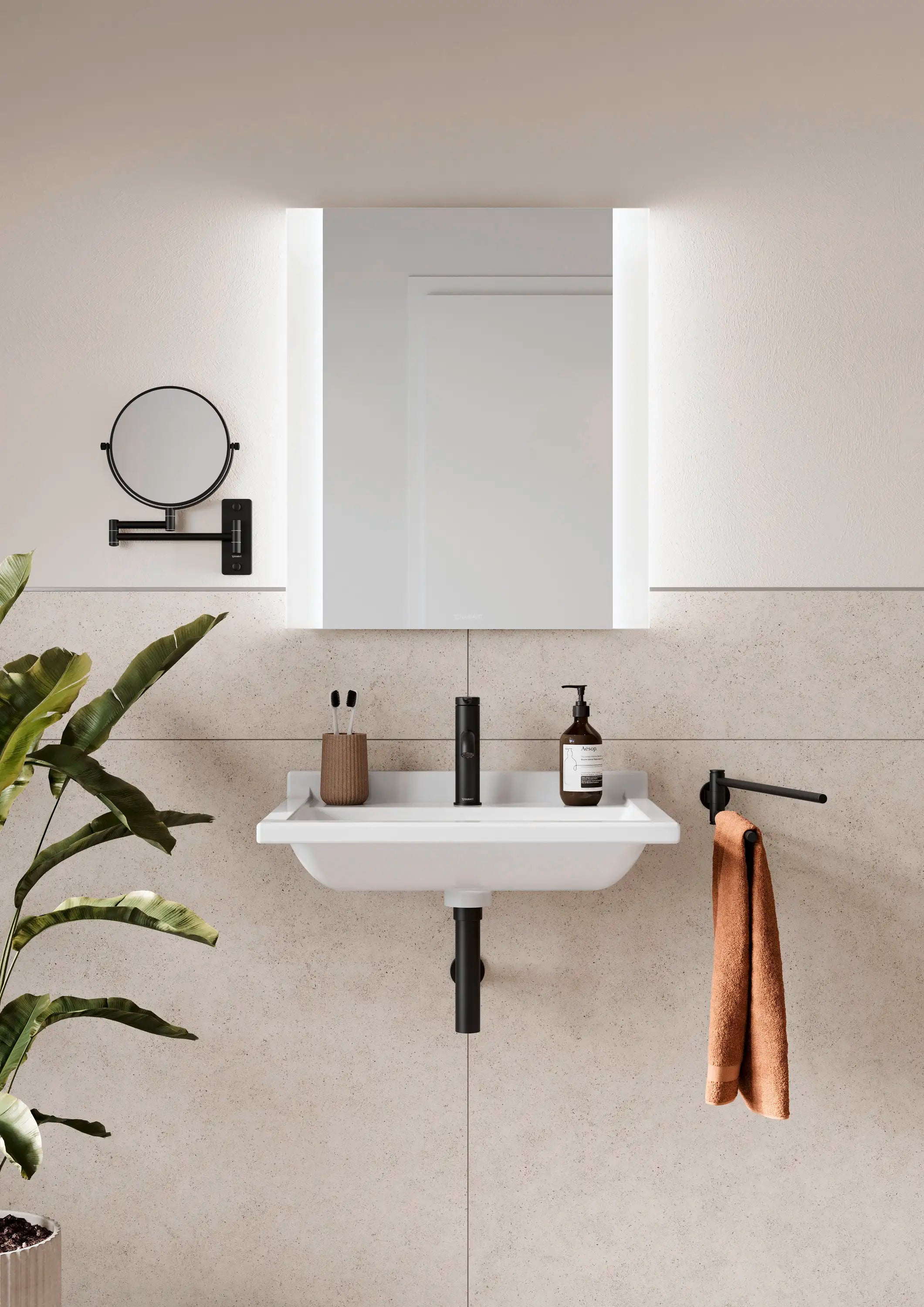 Duravit Starck 3 23 5/8'' Rectangular Wall Mounted Sink in White with Single Faucet Hole and with Overflow