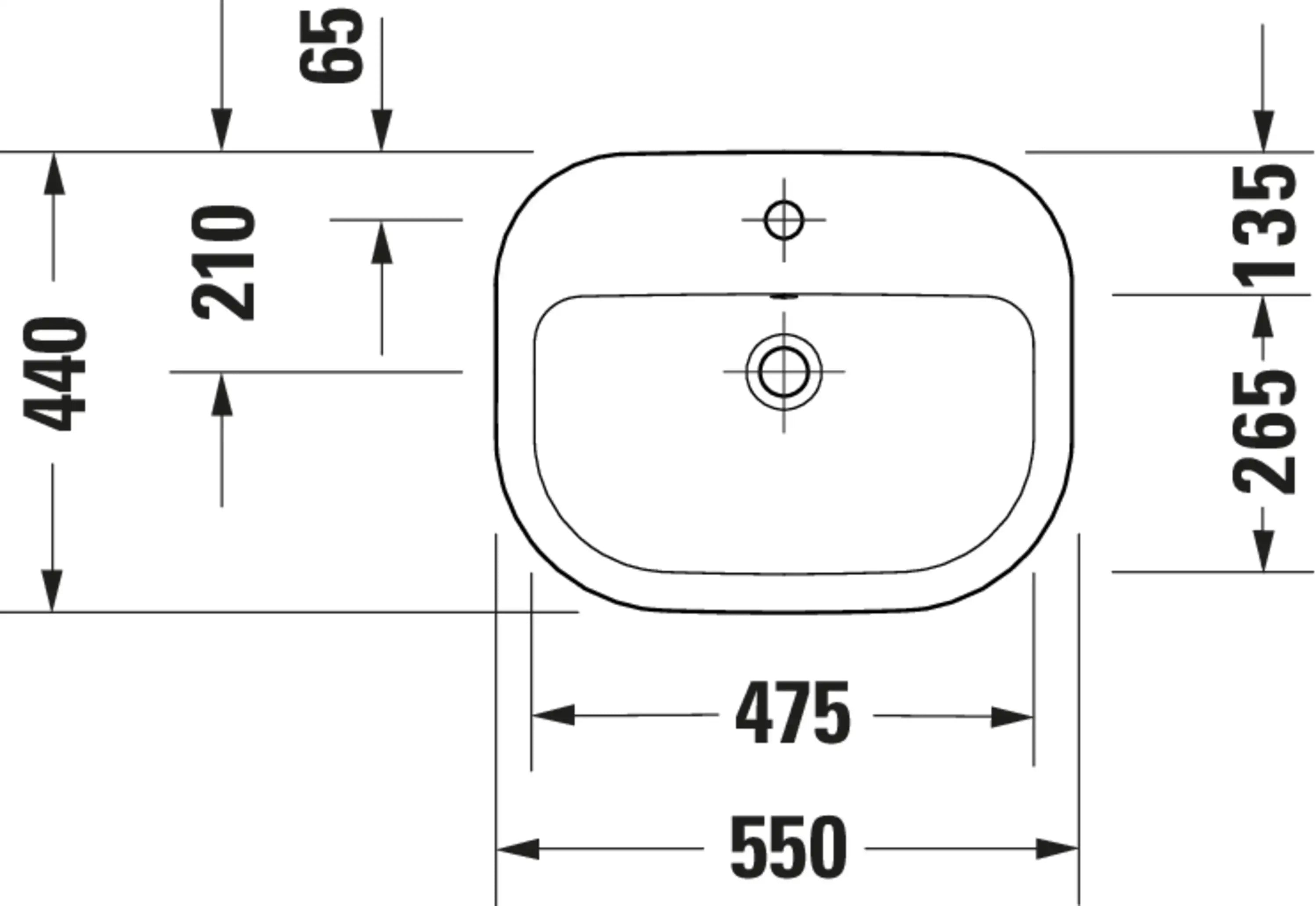 Duravit D-Code 17 3/8'' Round Drop In Sink in White with Single Faucet Hole and Overflow