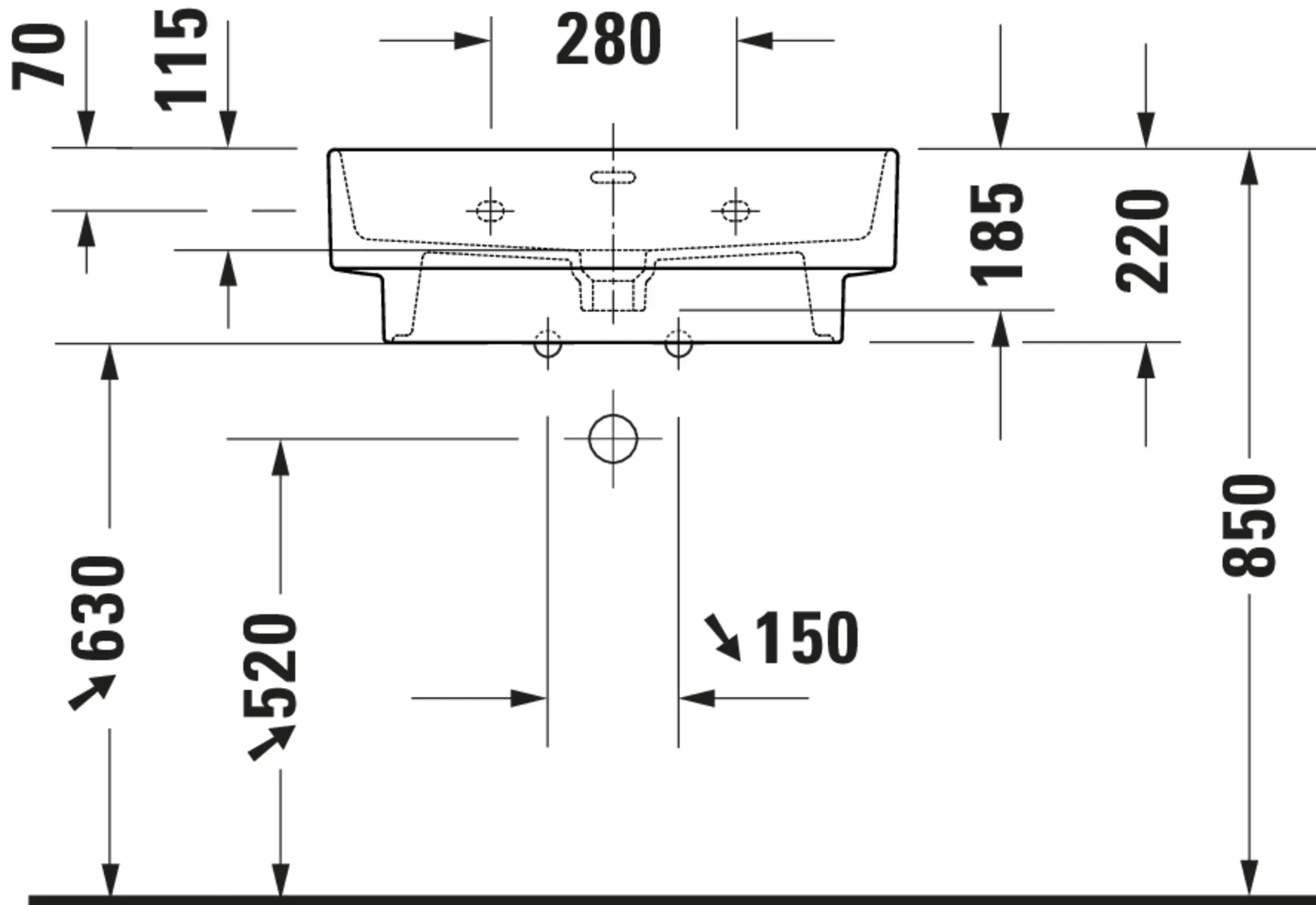 Balcoon 25 5/8'' Semi circular Wall Mounted Sink with Single Faucet Hole and with Overflow