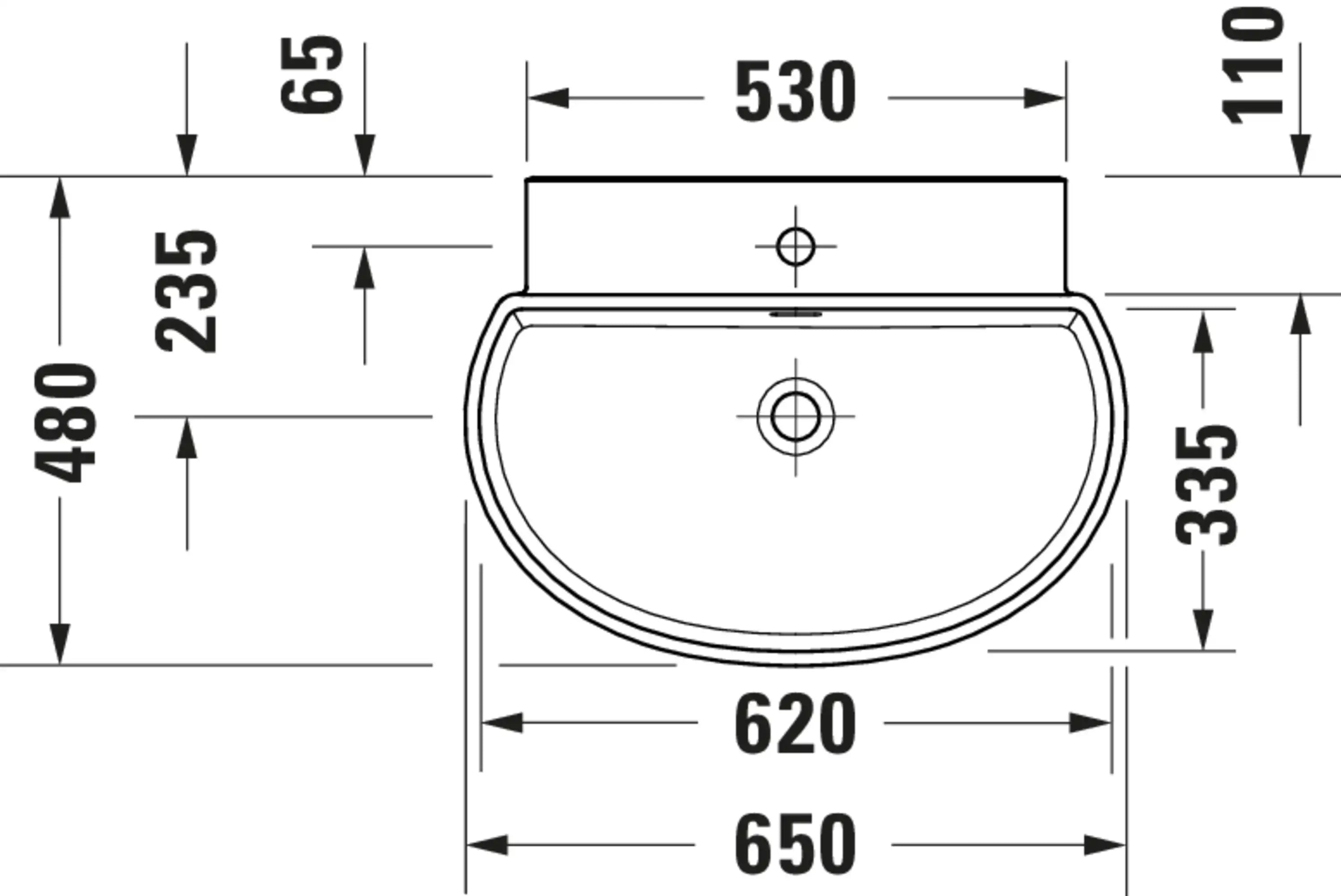Balcoon 25 5/8'' Semi circular Wall Mounted Sink with Single Faucet Hole and with Overflow