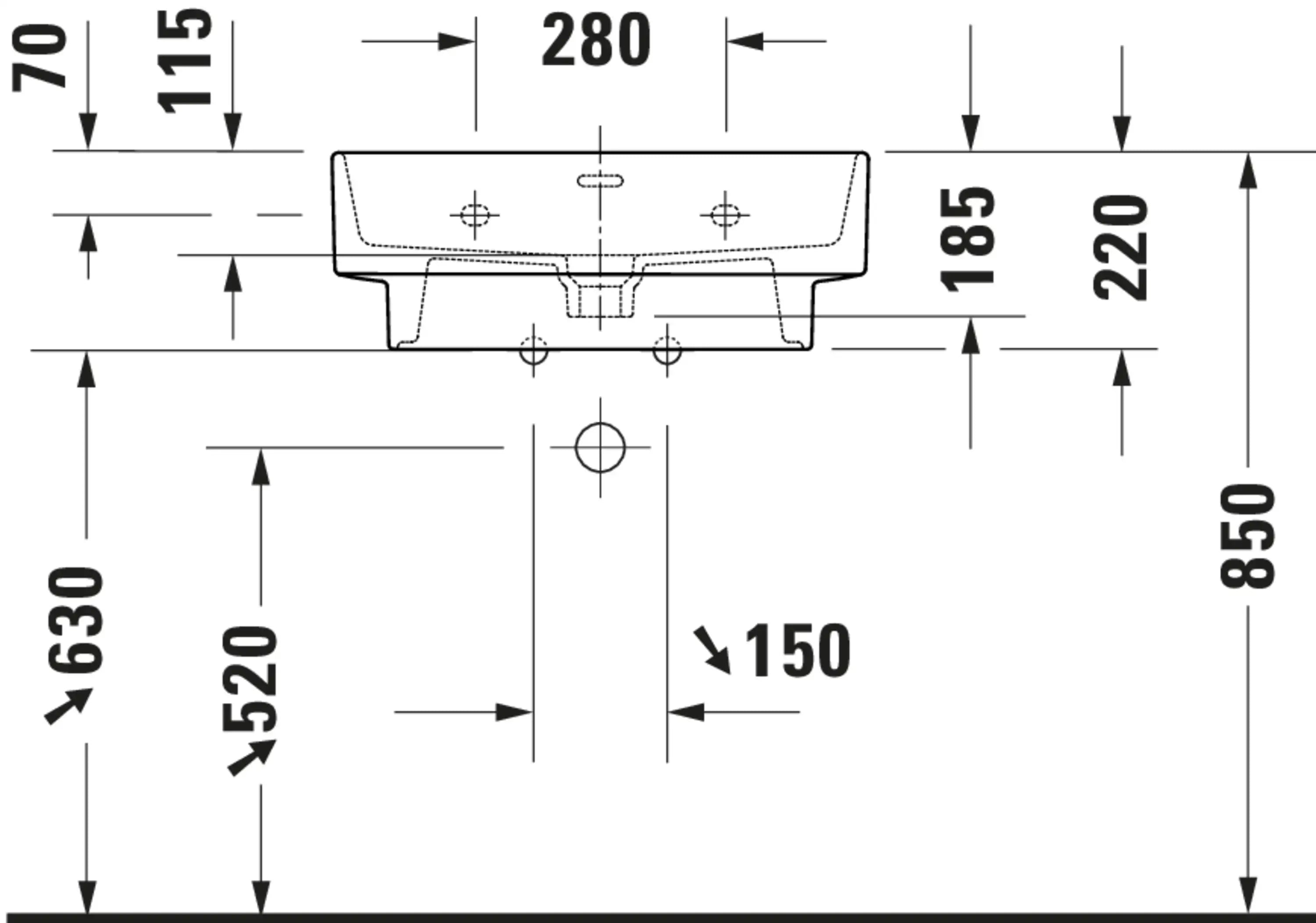 Balcoon 23 5/8'' Semi circular Wall Mounted Sink with Single Faucet Hole and with Overflow
