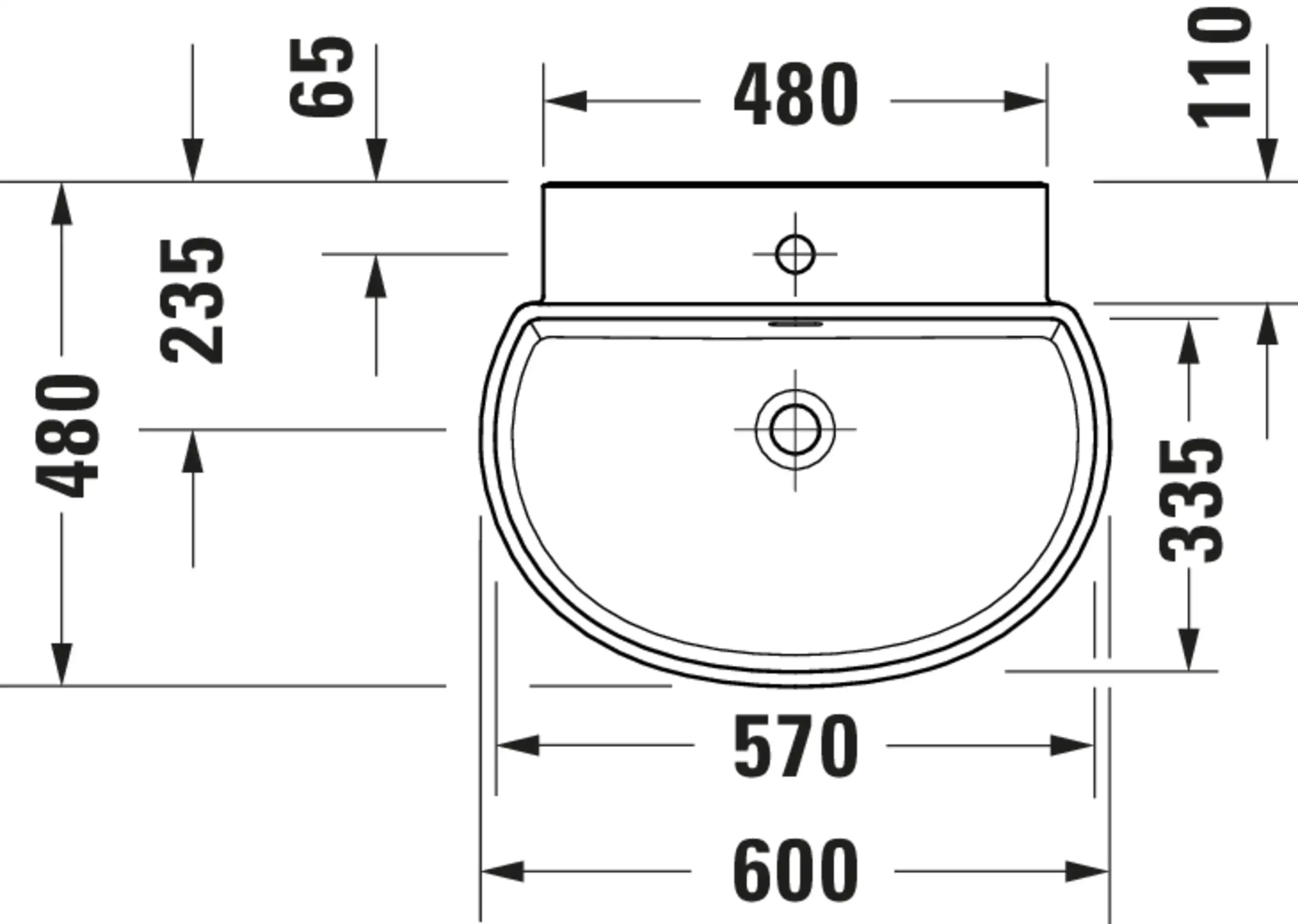 Balcoon 23 5/8'' Semi circular Wall Mounted Sink with Single Faucet Hole and with Overflow