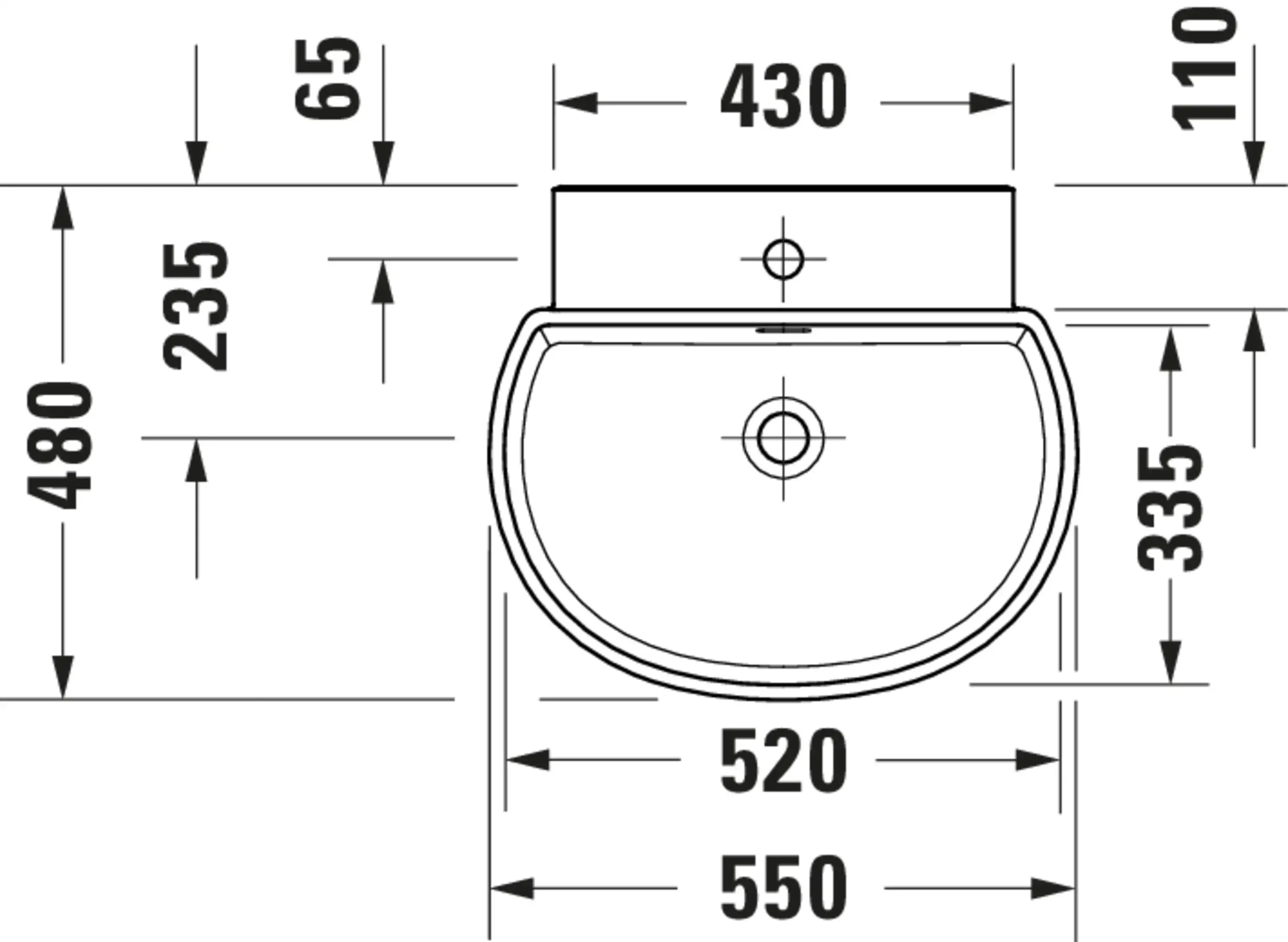 Balcoon 21 5/8'' Semi circular Wall Mounted Sink with Single Faucet Hole and with Overflow