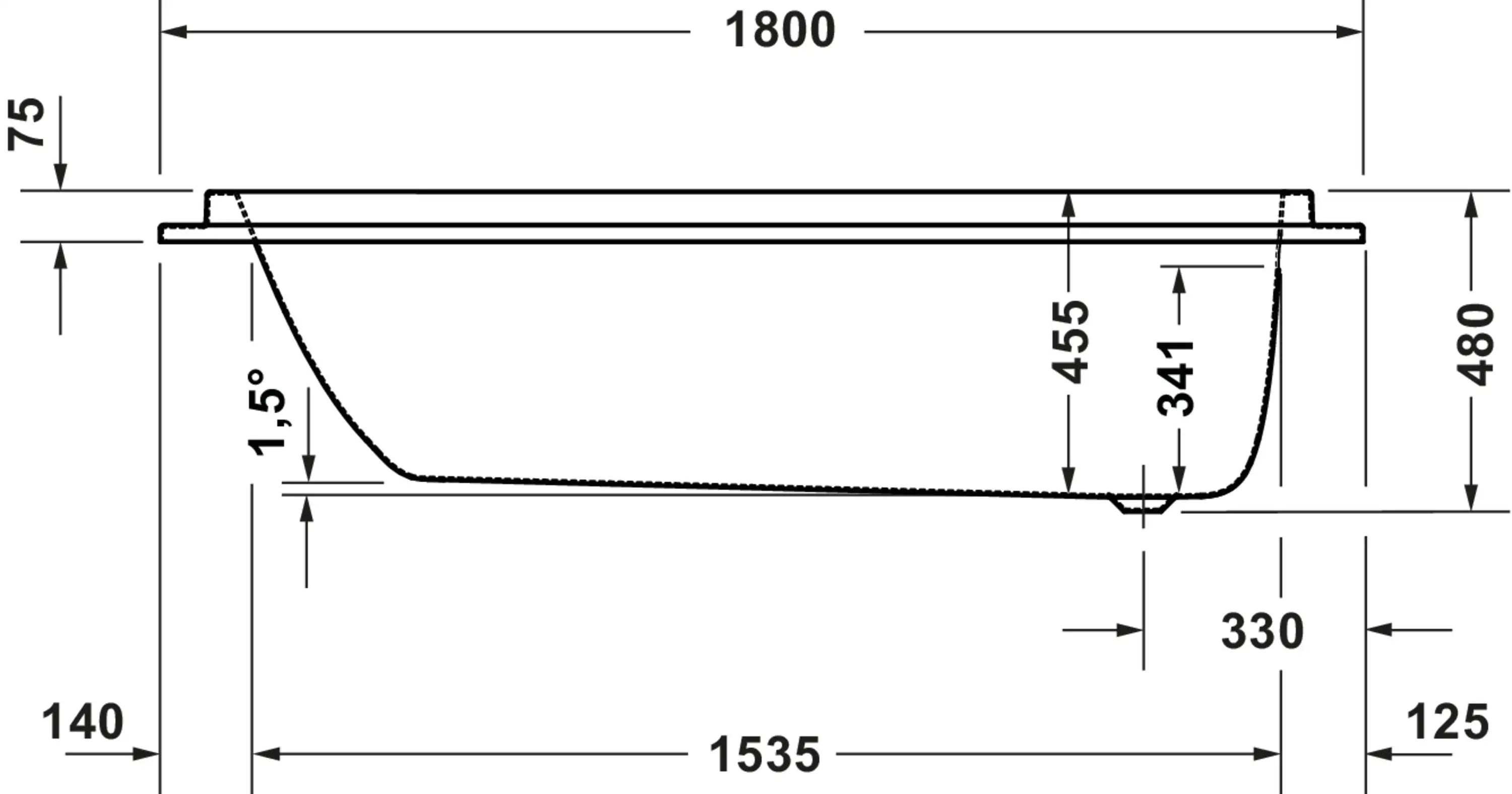 Balcoon 70 7/8'' x 18 7/8'' Rectangular Drop In Bathtub Acrylic with Reversible Drain, Drain Sold Separately