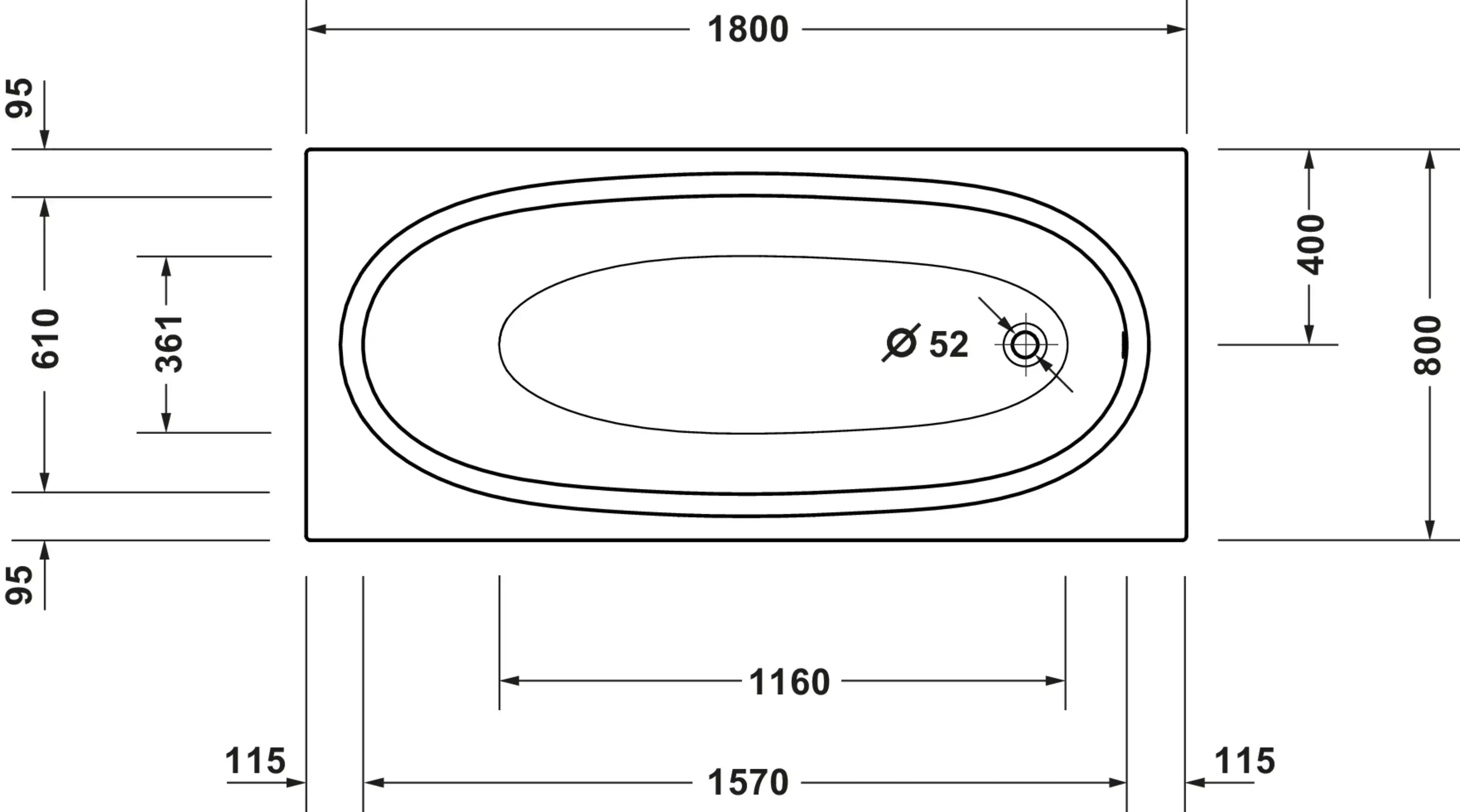 Balcoon 70 7/8'' x 18 7/8'' Rectangular Drop In Bathtub Acrylic with Reversible Drain, Drain Sold Separately