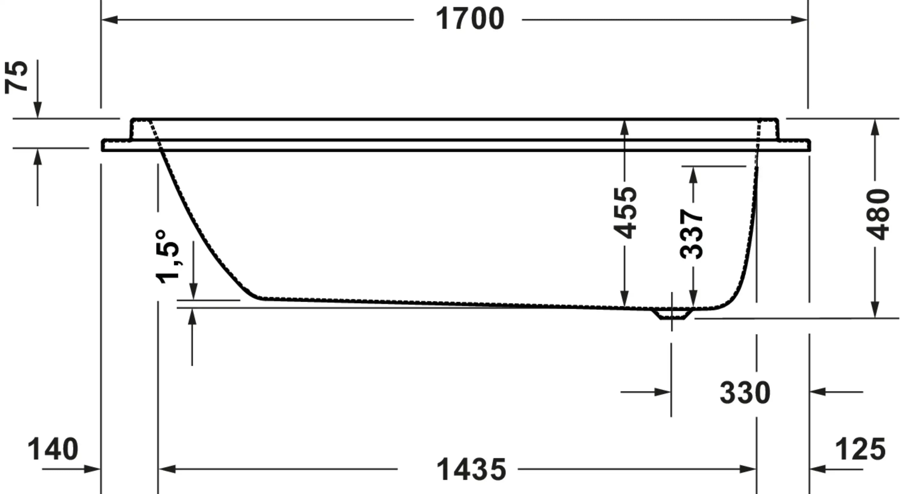 Balcoon 66 7/8'' x 18 7/8'' Rectangular Drop In Bathtub Acrylic with Reversible Drain, Drain Sold Separately