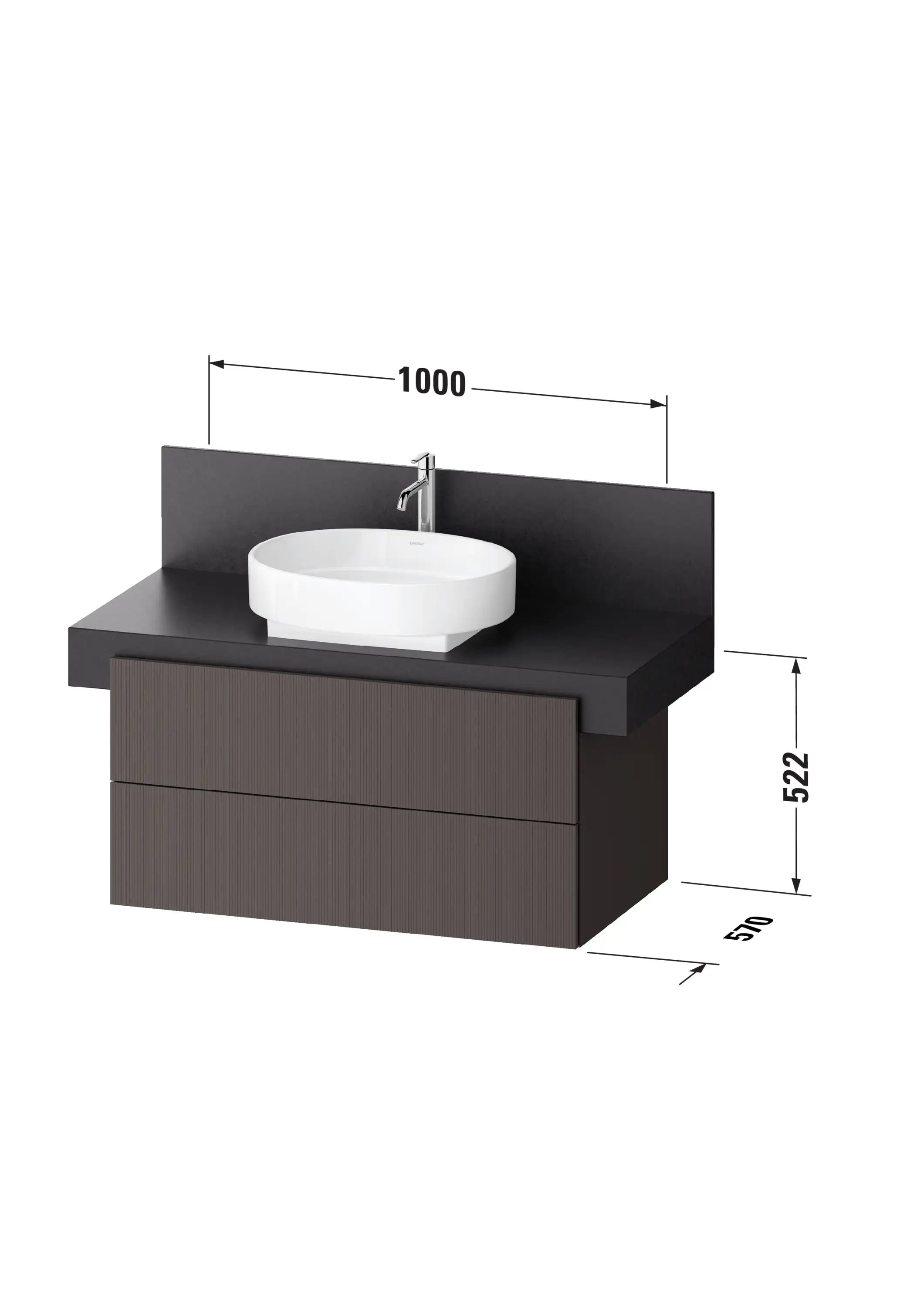 Balcoon 39 3/8'' Wall Mount Two Drawer Single Vanity Cabinet, Sink Sold Separately