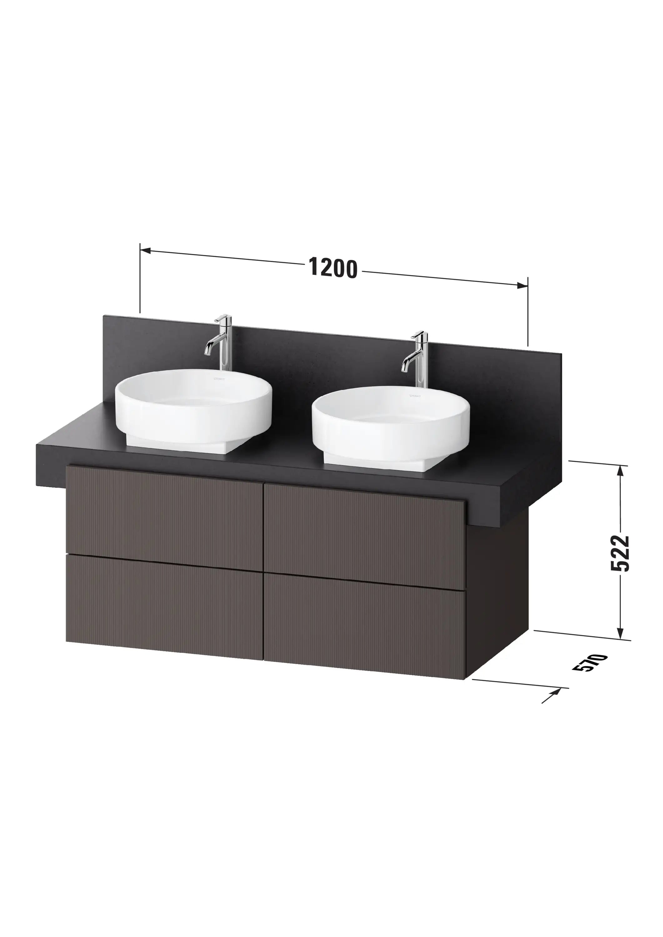 Balcoon 47 1/4'' Wall Mount Double Vanity Cabinet, Sink Sold Separately