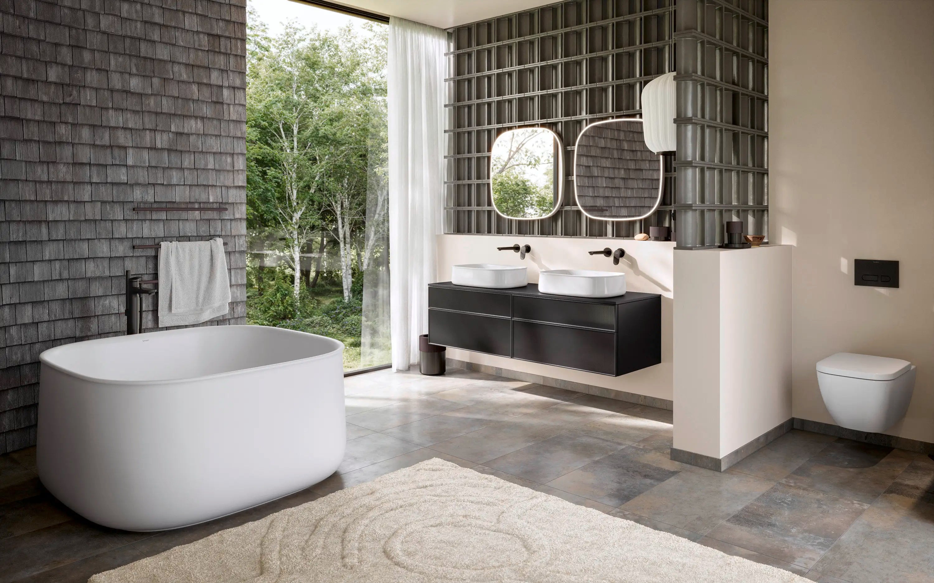 Duravit Zencha 39 3/8'' Wall Mount Double Vanity Cabinet, Sink Sold Separately