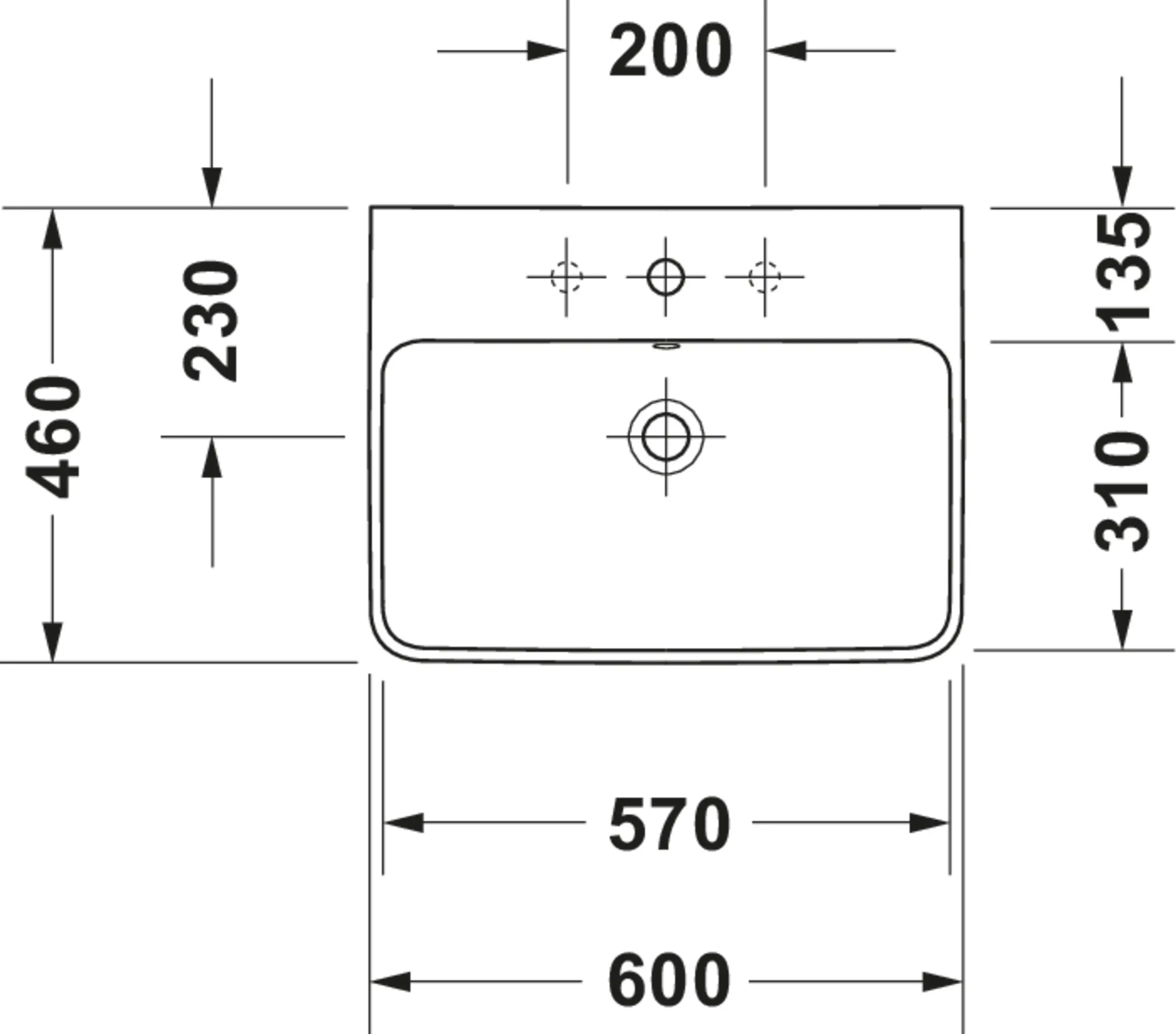 Duravit ME by Starck 23 5/8'' Rectangular Wall Mounted Sink  with Single Faucet Hole and with Overflow