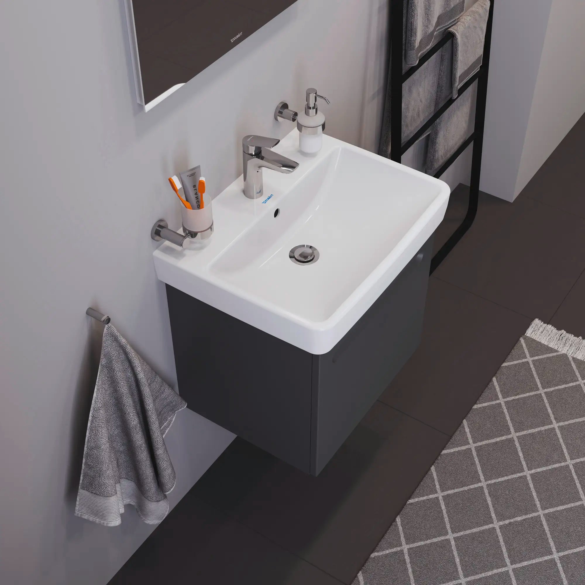 Duravit No.1 23 5/8'' Rectangular Wall Mounted Sink in White with Single Faucet Hole and with Overflow