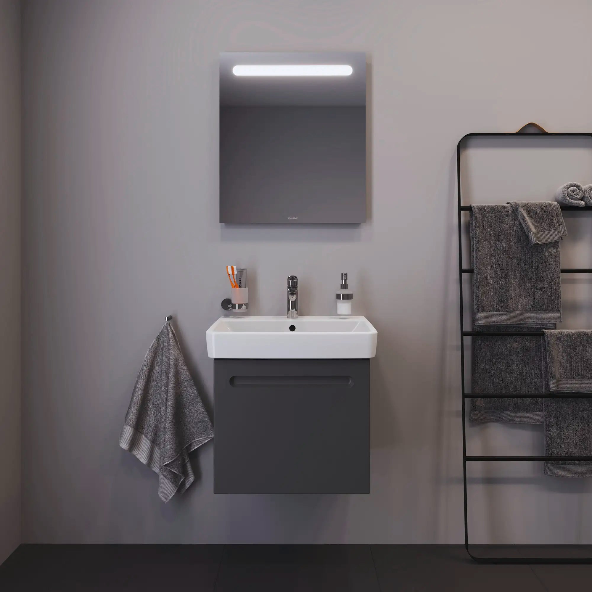 Duravit No.1 23 5/8'' Rectangular Wall Mounted Sink in White with Single Faucet Hole and with Overflow